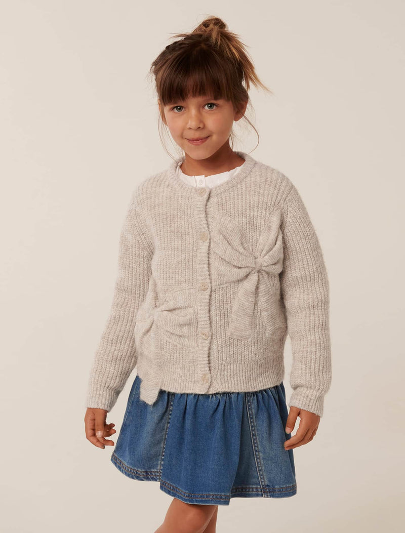 Nellie Girls Bow Knit Cardigan Forever New