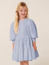 Goldie Girls Puff Sleeve Dress Pacific Blue Forever New