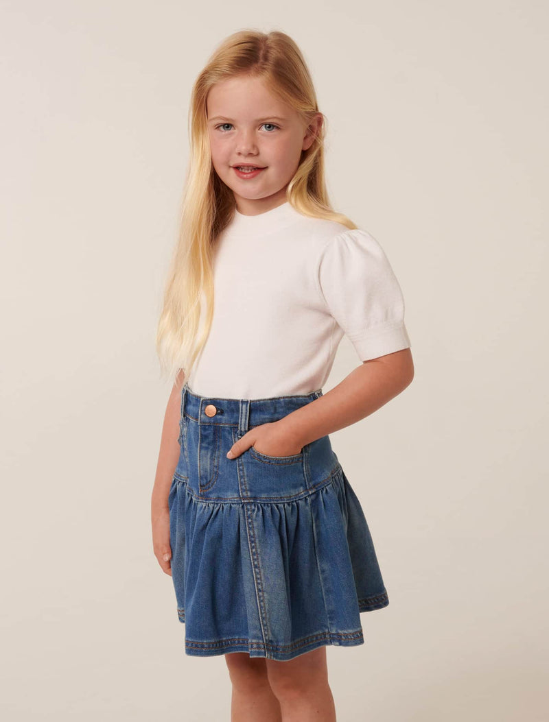 Sandra Girls Denim Frill Skirt Forever New