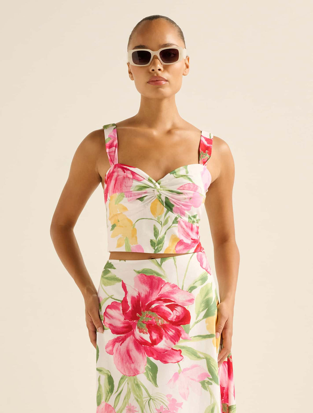 Talia Twist Front Bustier Top Lyell Floral Co-Ord Forever New