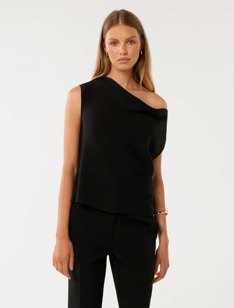 Ivy Cowl Neck Top Black Forever New