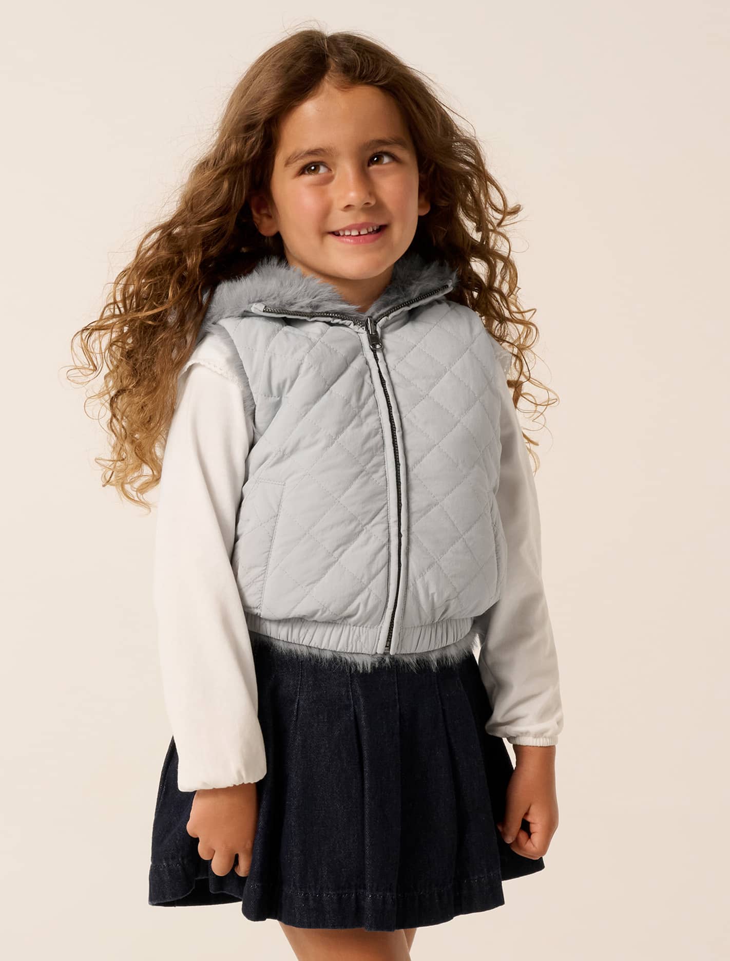 Jacqueline Girls Hooded Vest Glacier Blue Forever New