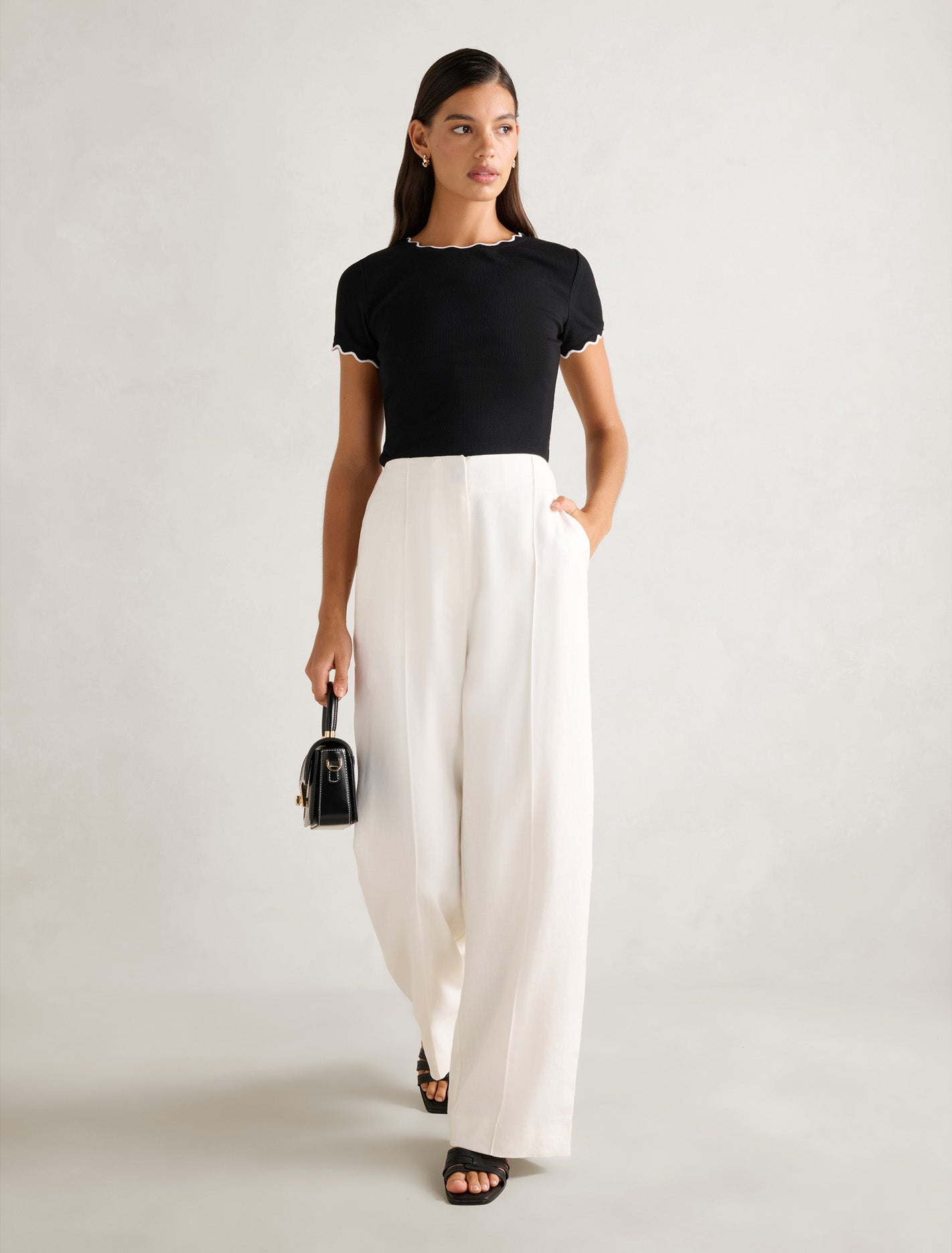 Rebecca Scallop Trim T-Shirt Forever New
