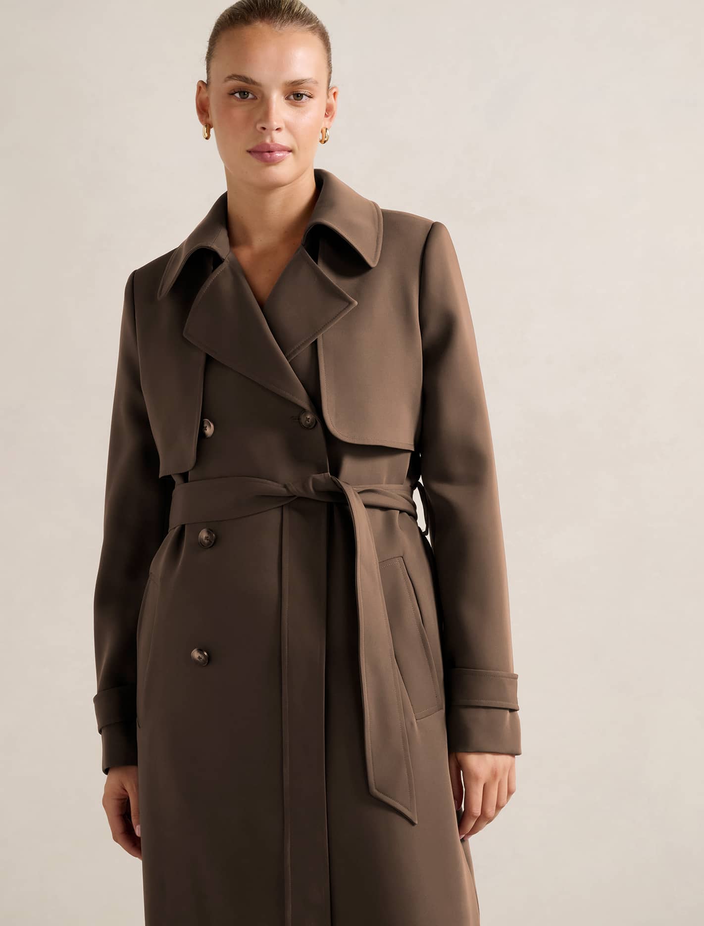 Delilah Soft Trench Coat Chocolate | Forever New
