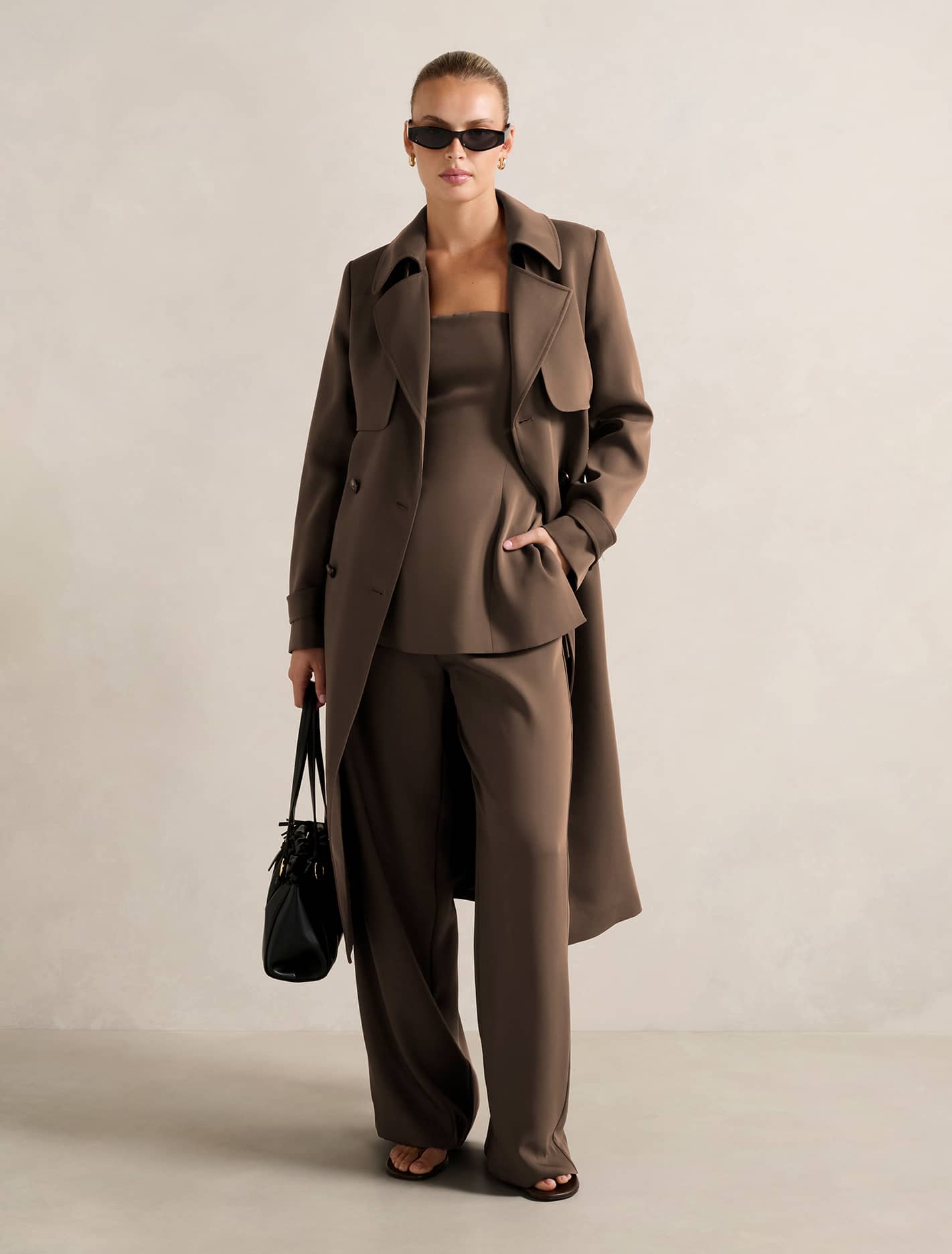 Delilah Soft Trench Coat Chocolate | Forever New
