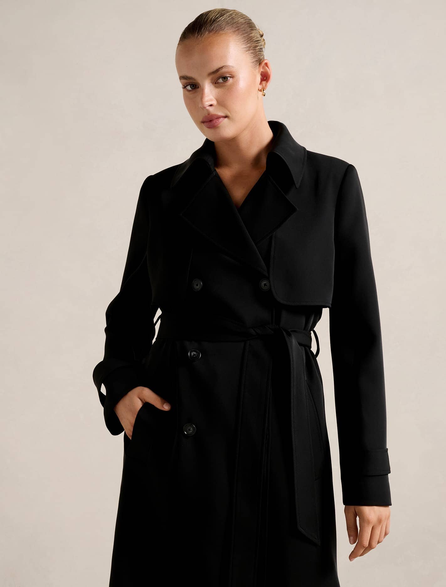 Delilah Soft Trench Coat Black | Forever New