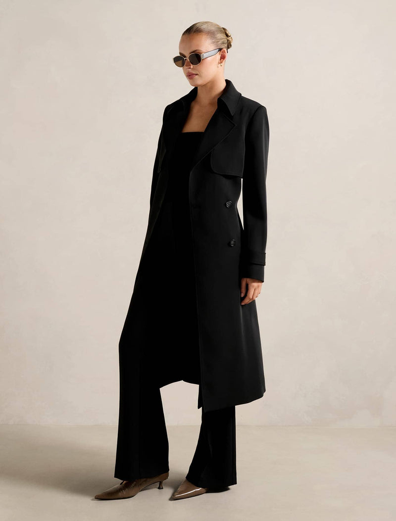 Delilah Soft Trench Coat Black | Forever New