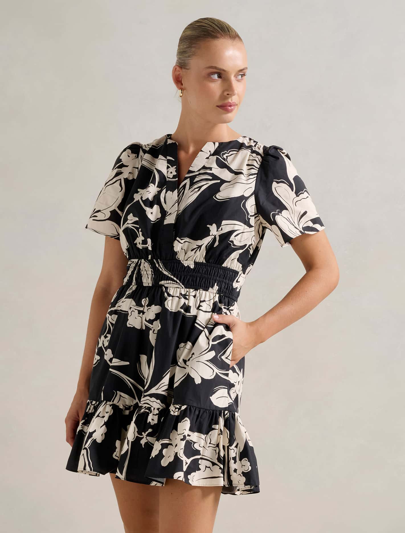 Eleanor Short Sleeve Mini Dress Hyland Floral Forever New