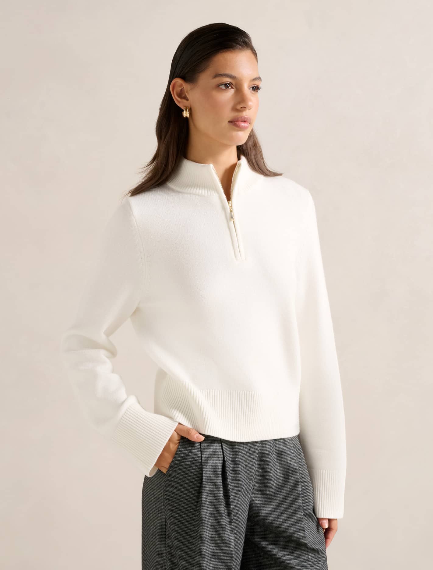 Chantal Zip Neck Knit Sweater Forever New