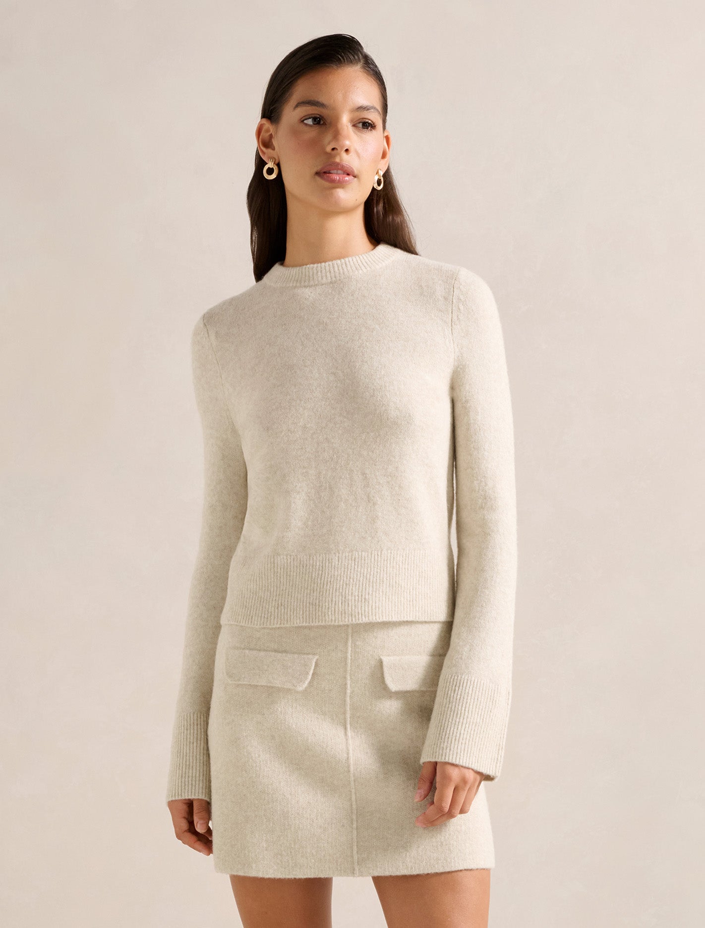 Natalie Knit Sweater Co-Ord Oat Forever New