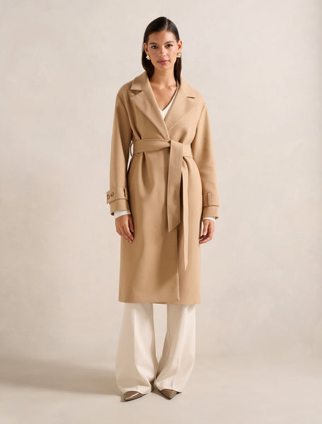 Heidi Double Breasted Wrap Coat Camel | Forever New
