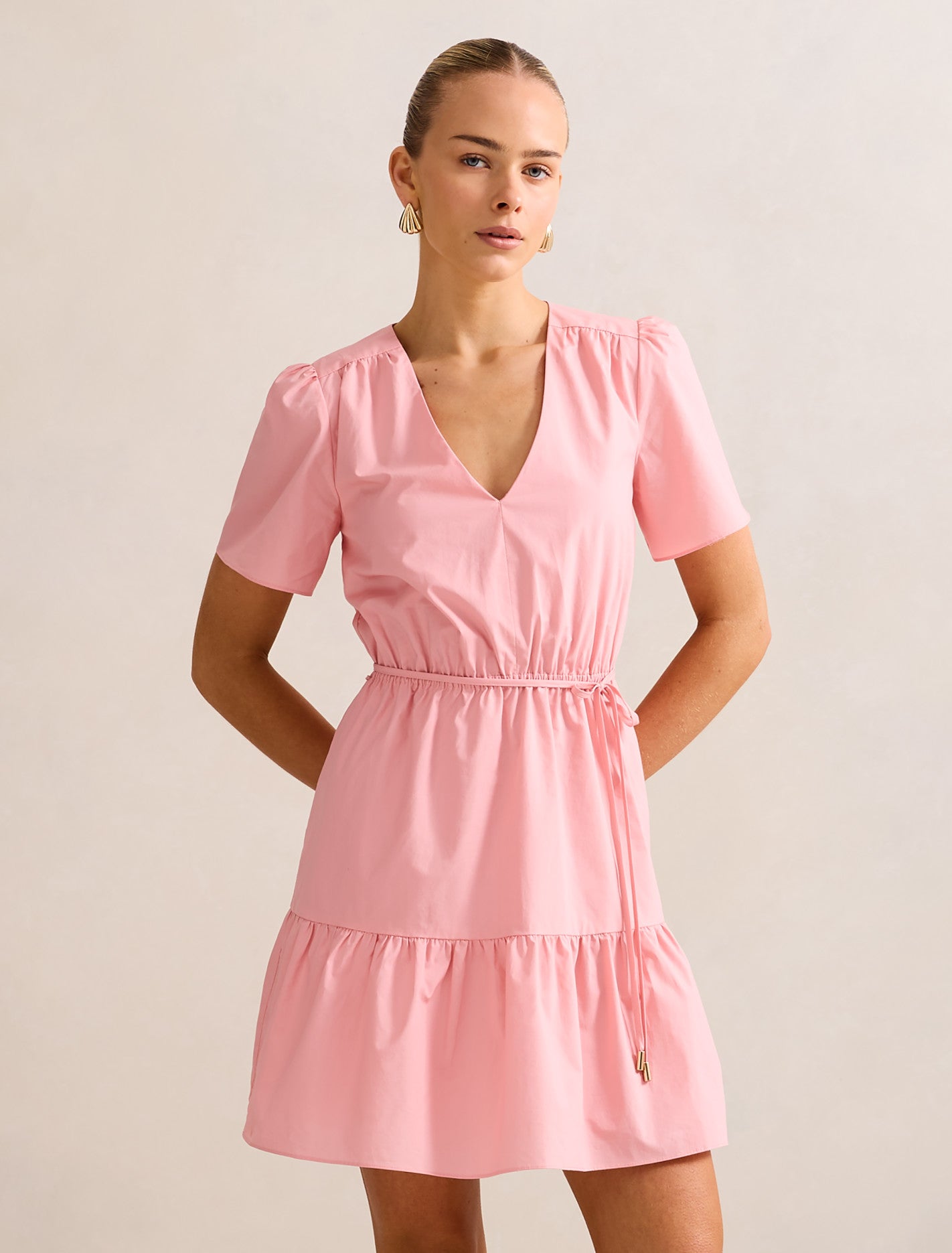 Hattie Short Sleeve Cotton Mini Dress