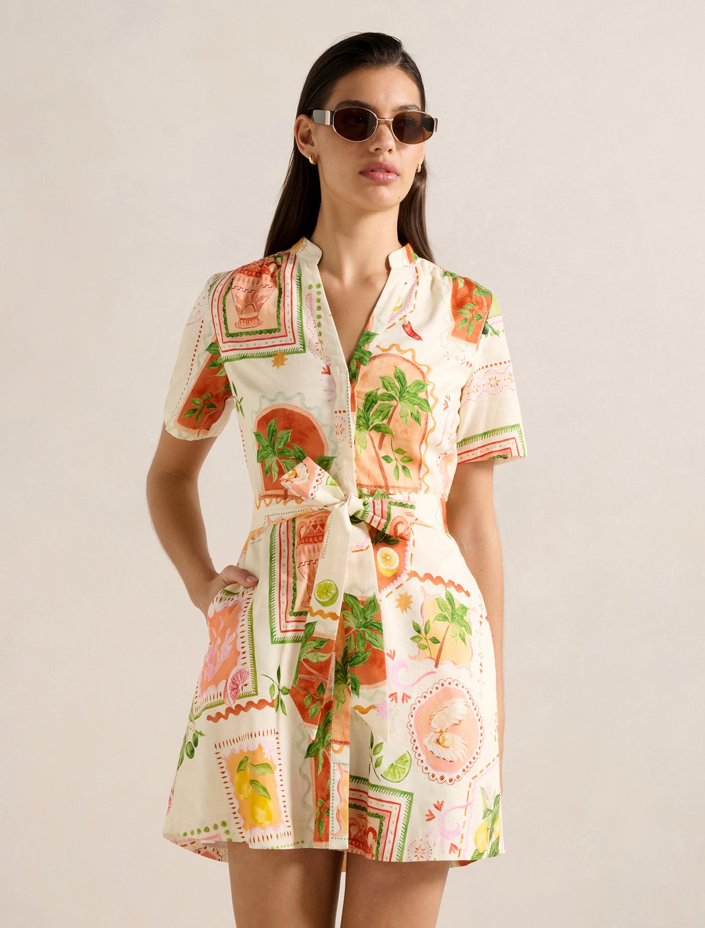 Veyda Shirt Linen Mini Dress Almada Holiday Forever New