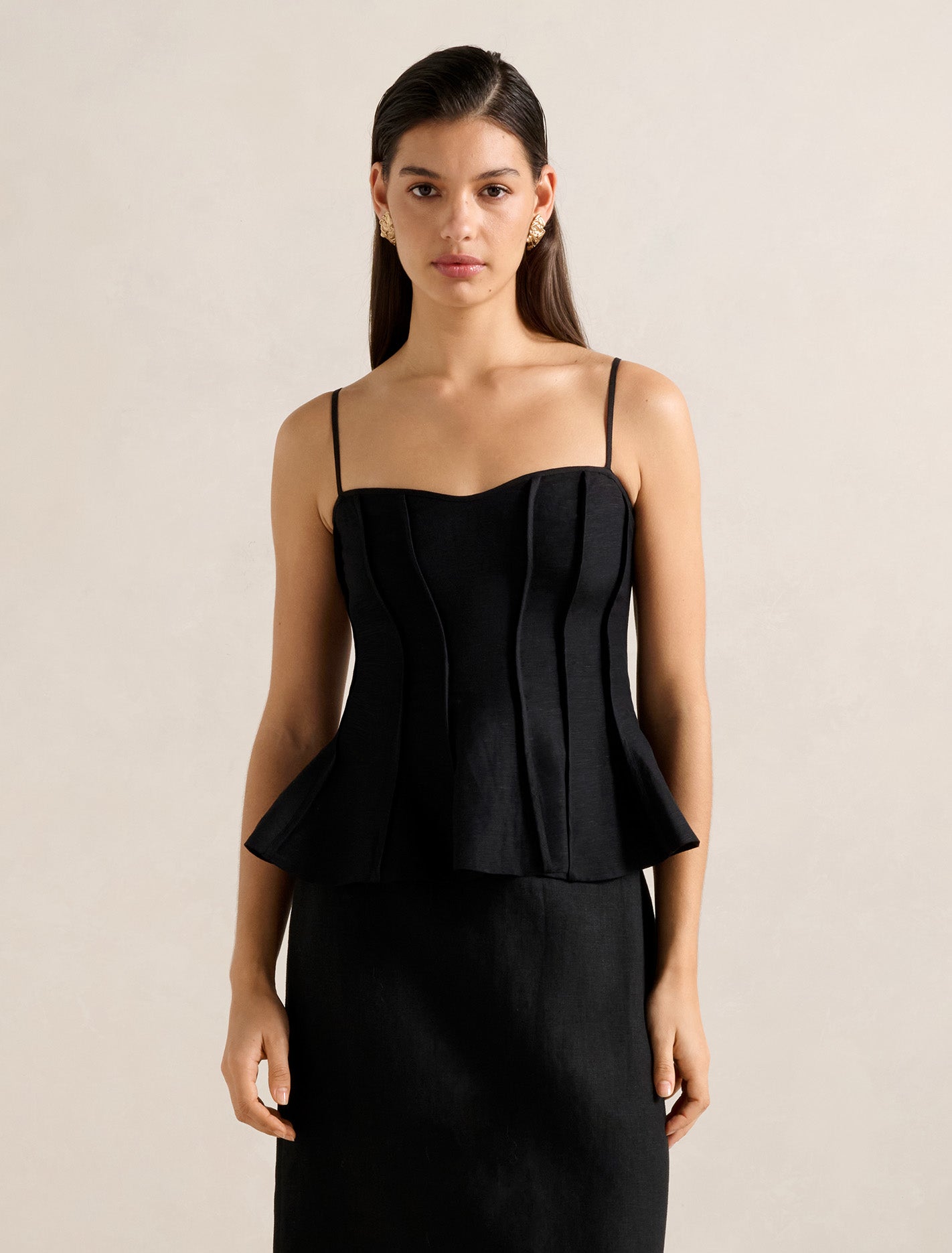 Caitlin Peplum Top Black Forever New