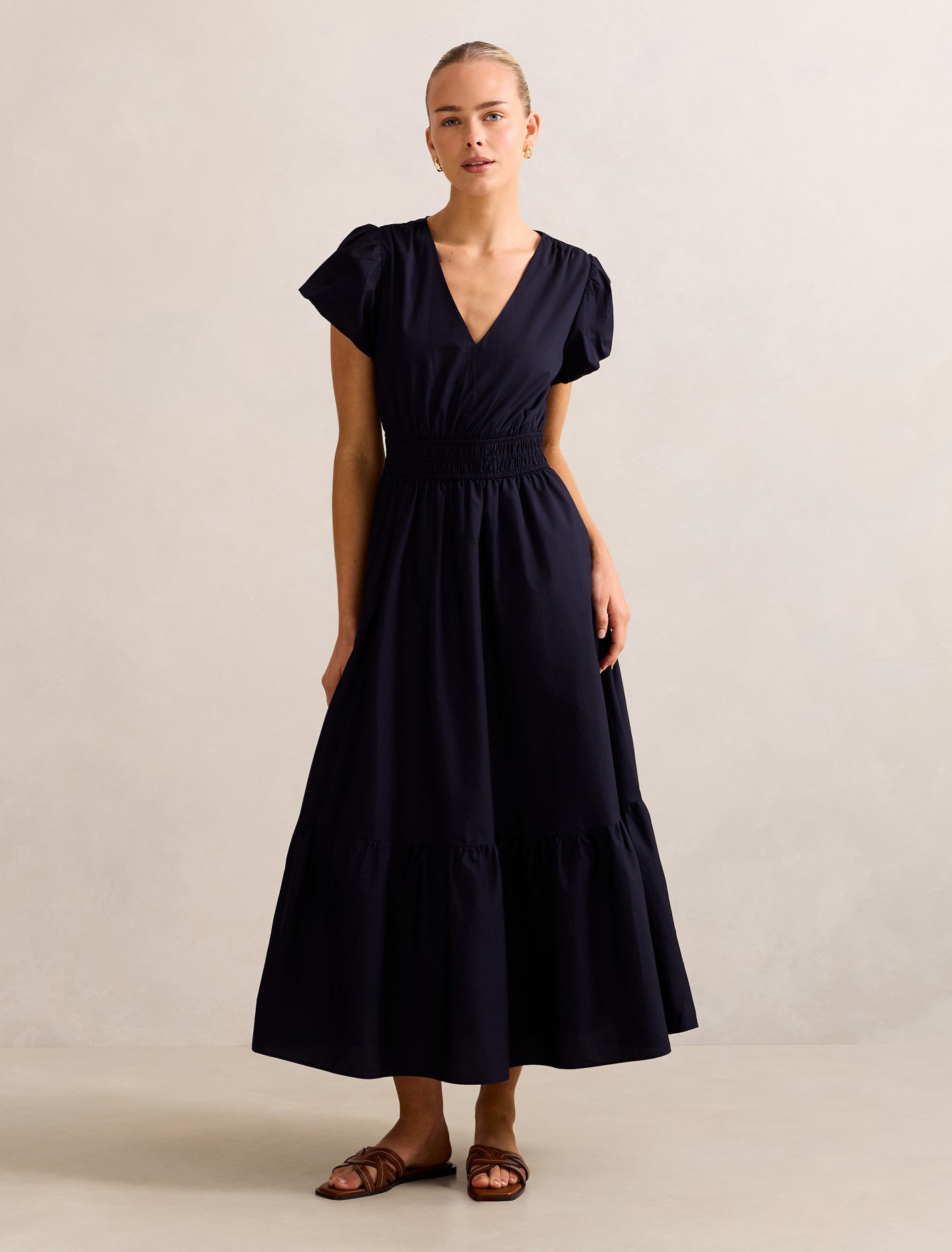 Mara Puff Sleeve Cotton Midi Dress Forever New