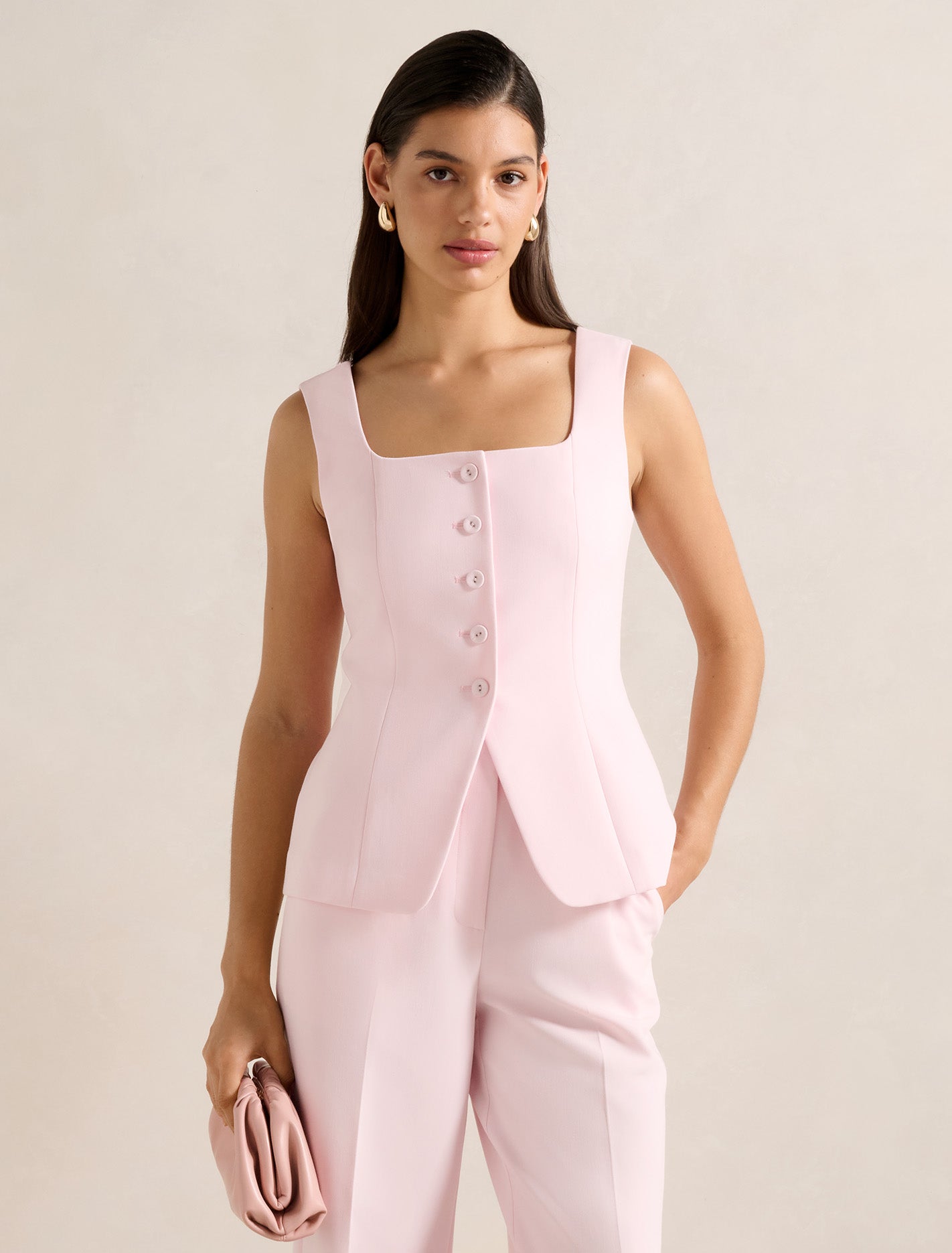 Haisley Square Neck Waistcoat Cherry Blossom Suit Forever New