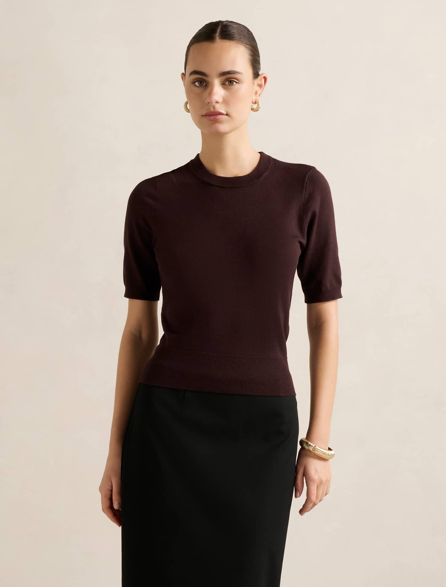 Maisie Short Sleeve T-Shirt Chocolate Forever New