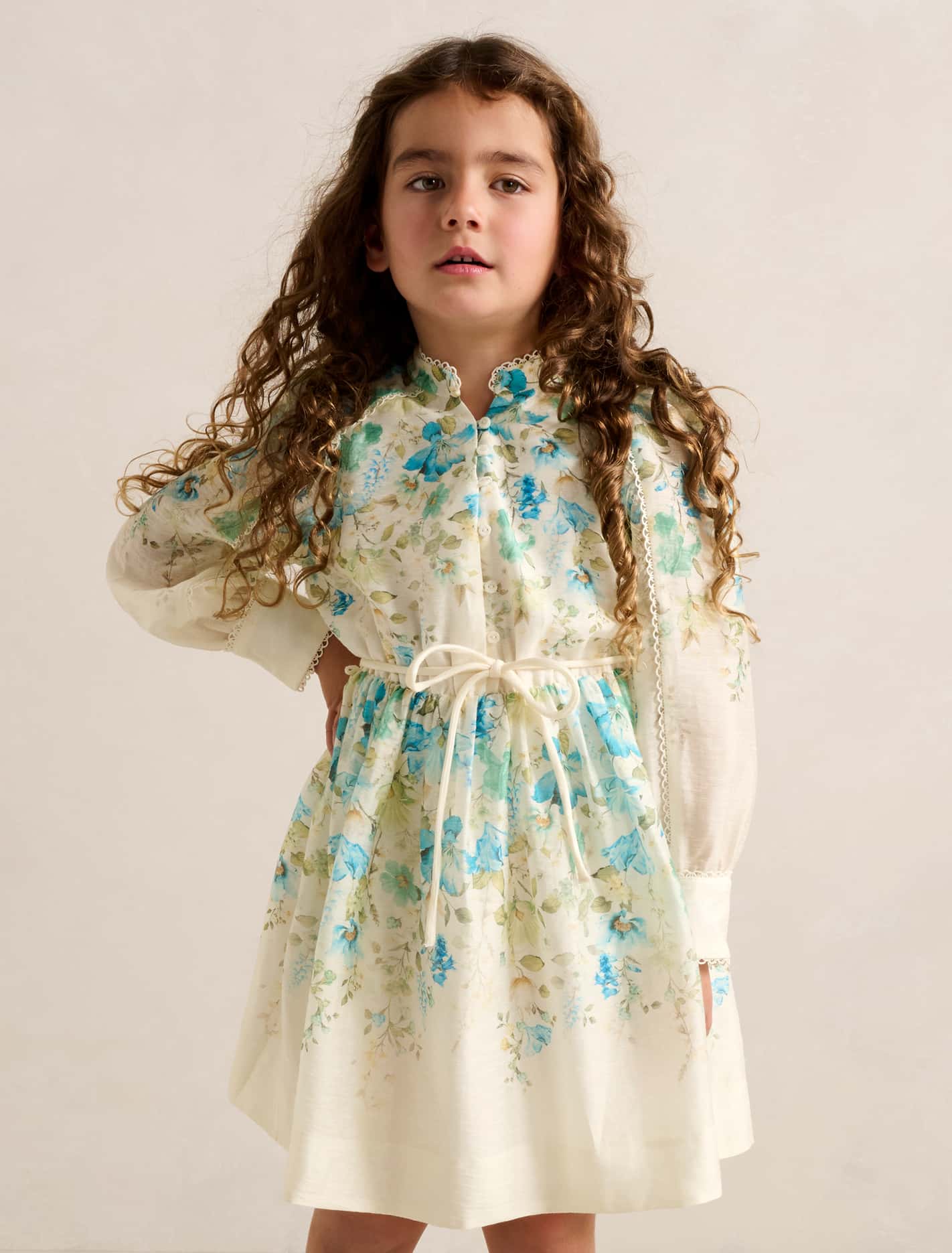 Esme Girls Long Sleeve Dress Mint Mila Floral Forever New