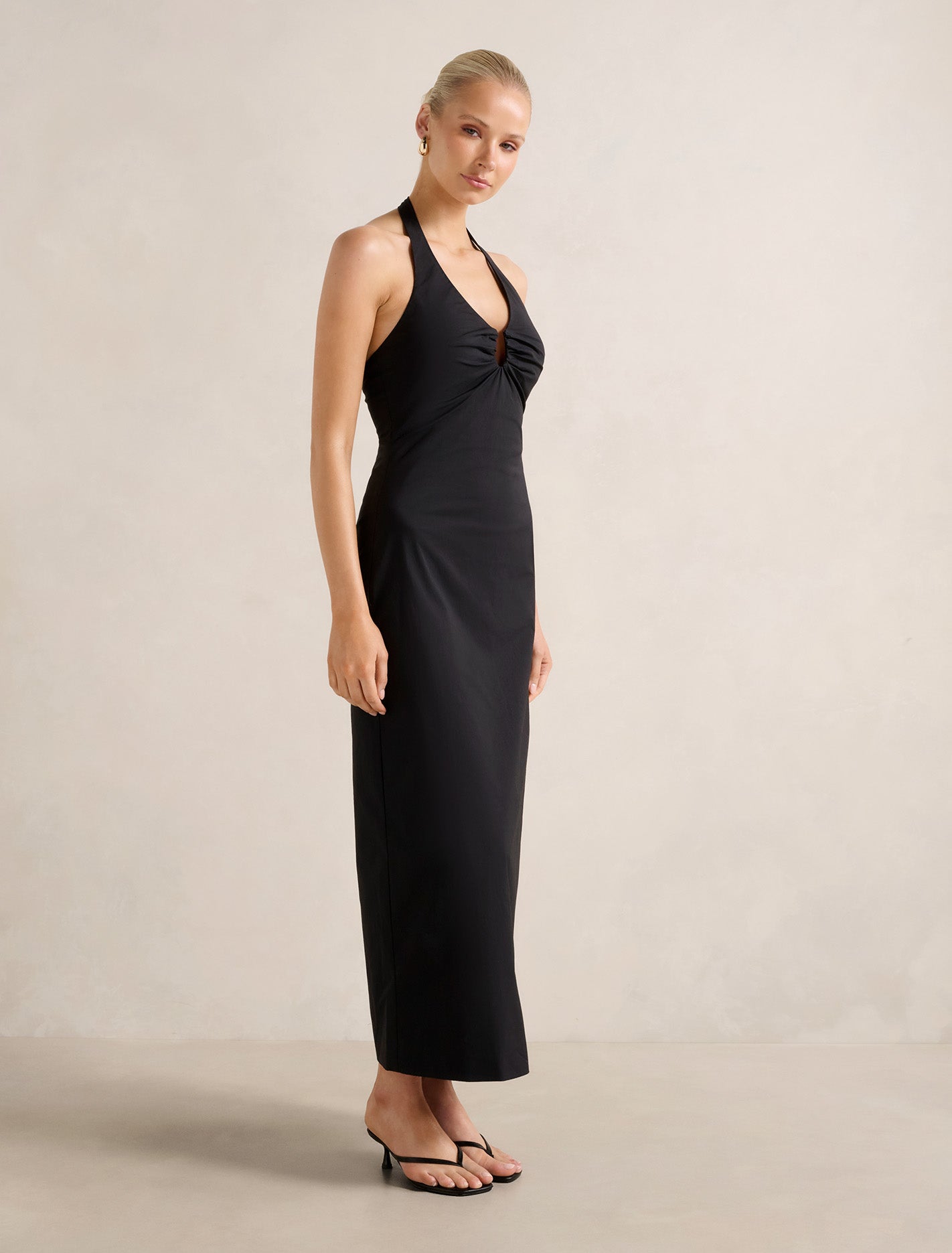 Tia Stretch Cotton Halter Midi Dress Forever New