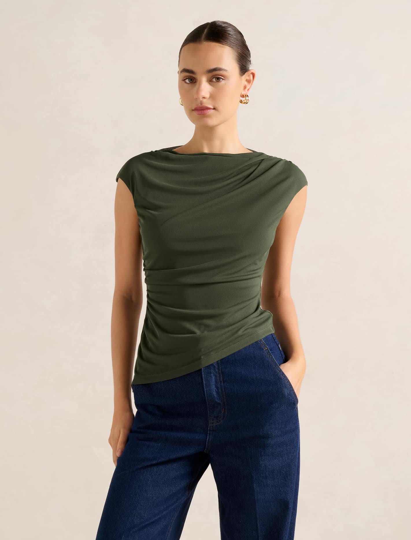 Tilda Mesh Asymm Top Thyme Forever New
