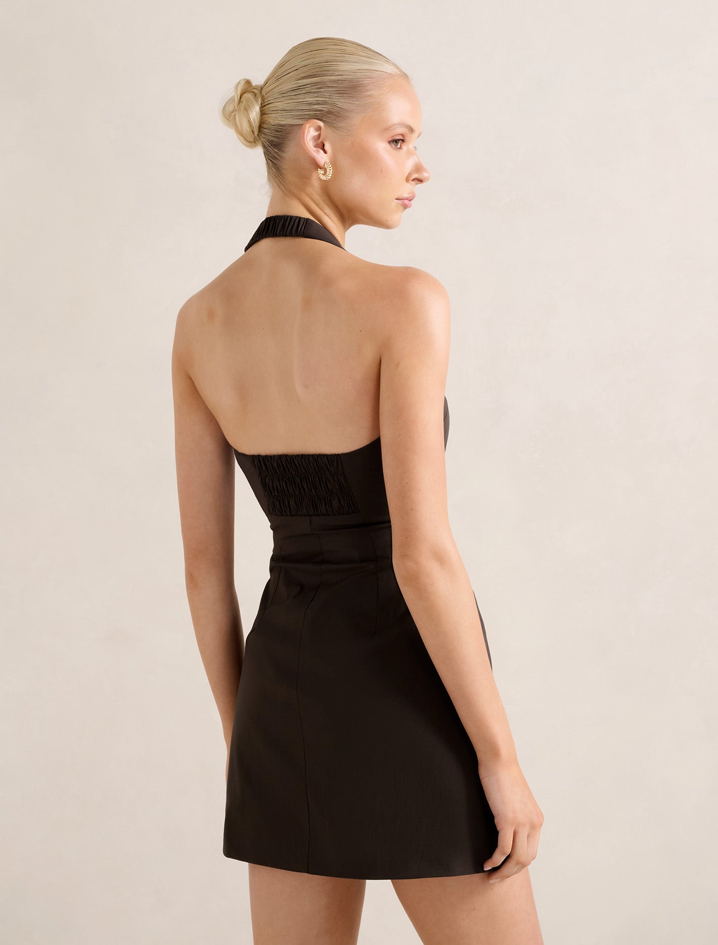 Imogen Stretch Cotton Halter Mini Dress Forever New