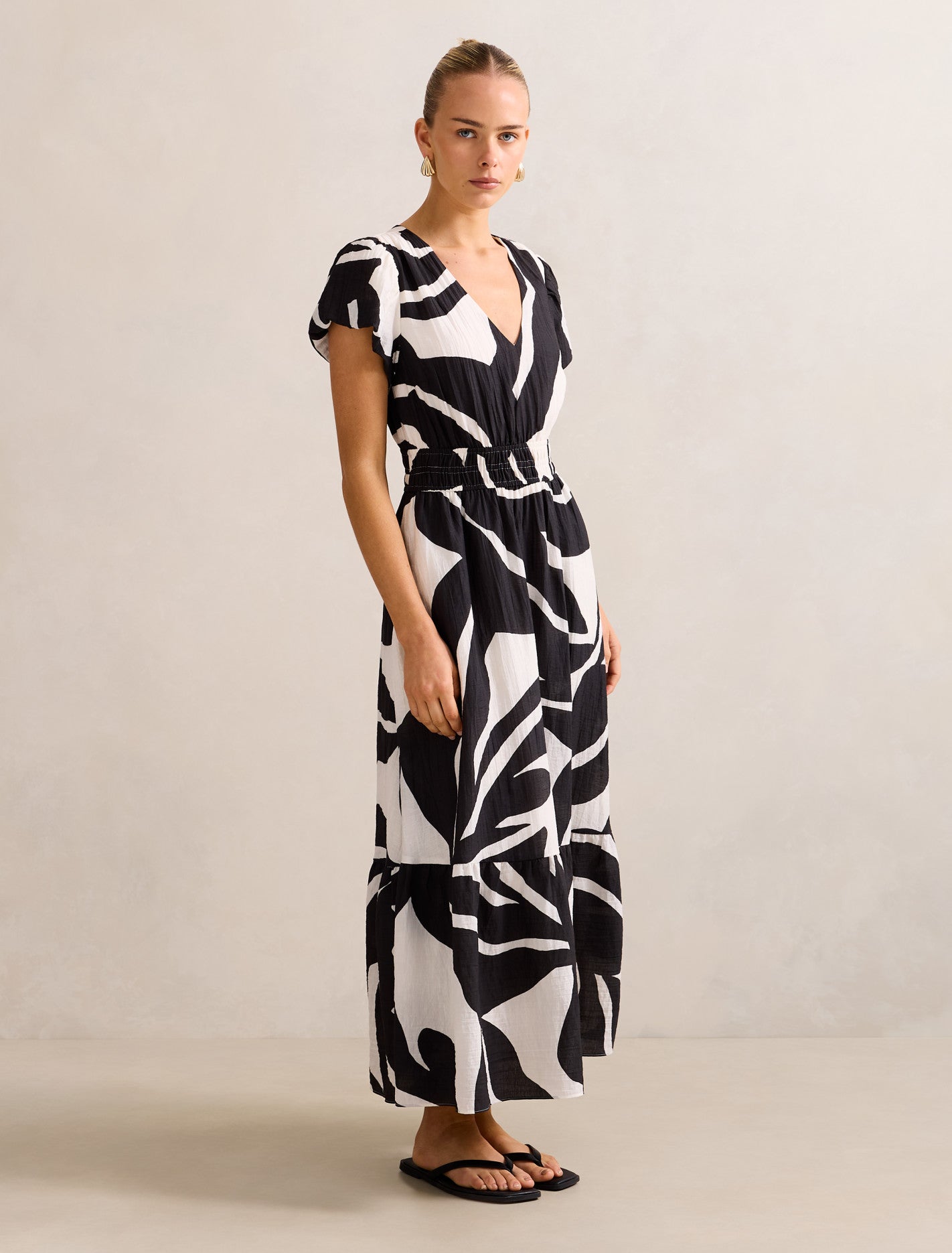 Mara Puff Sleeve Cotton Midi Dress