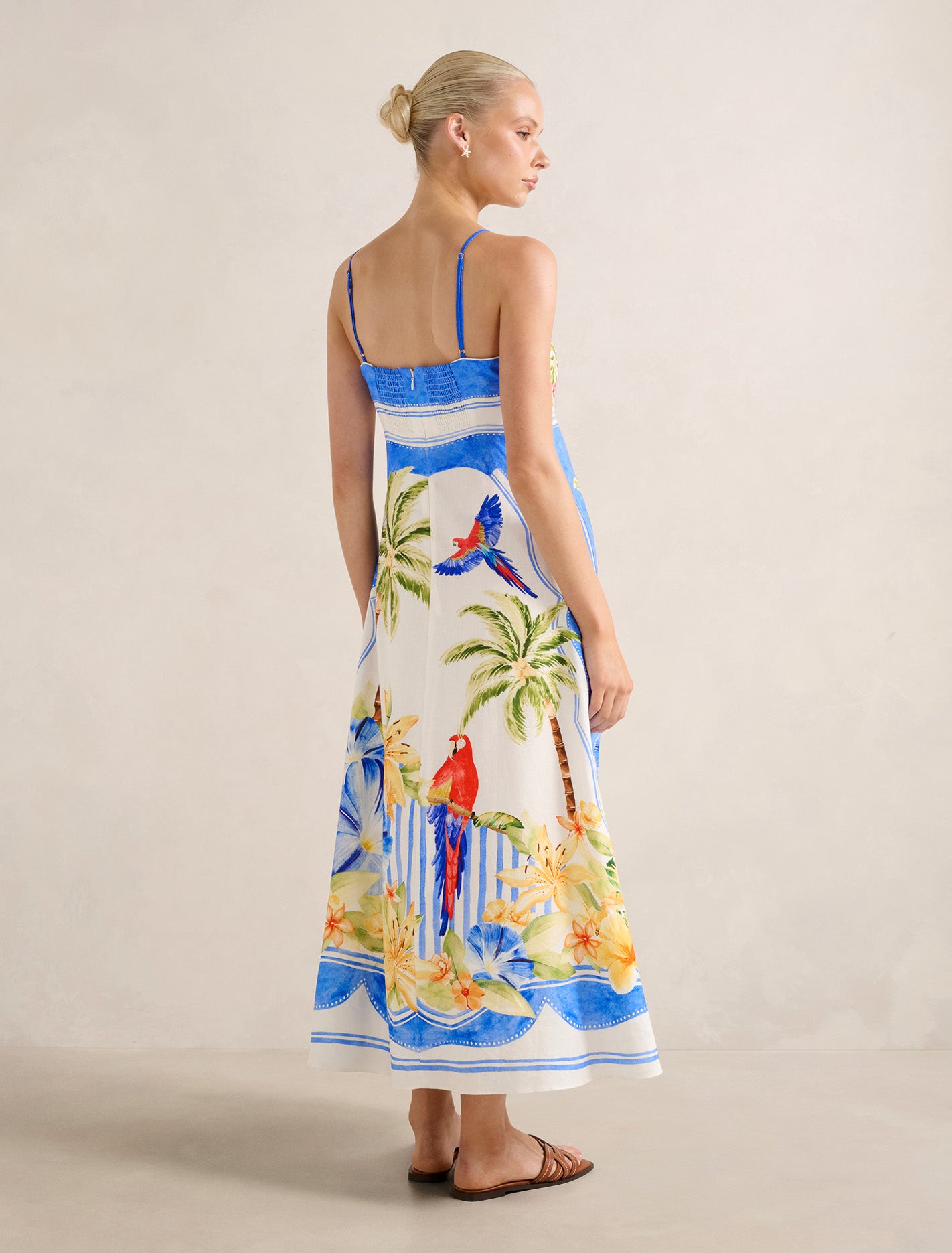 Bianca Printed Linen Midi Dress Forever New