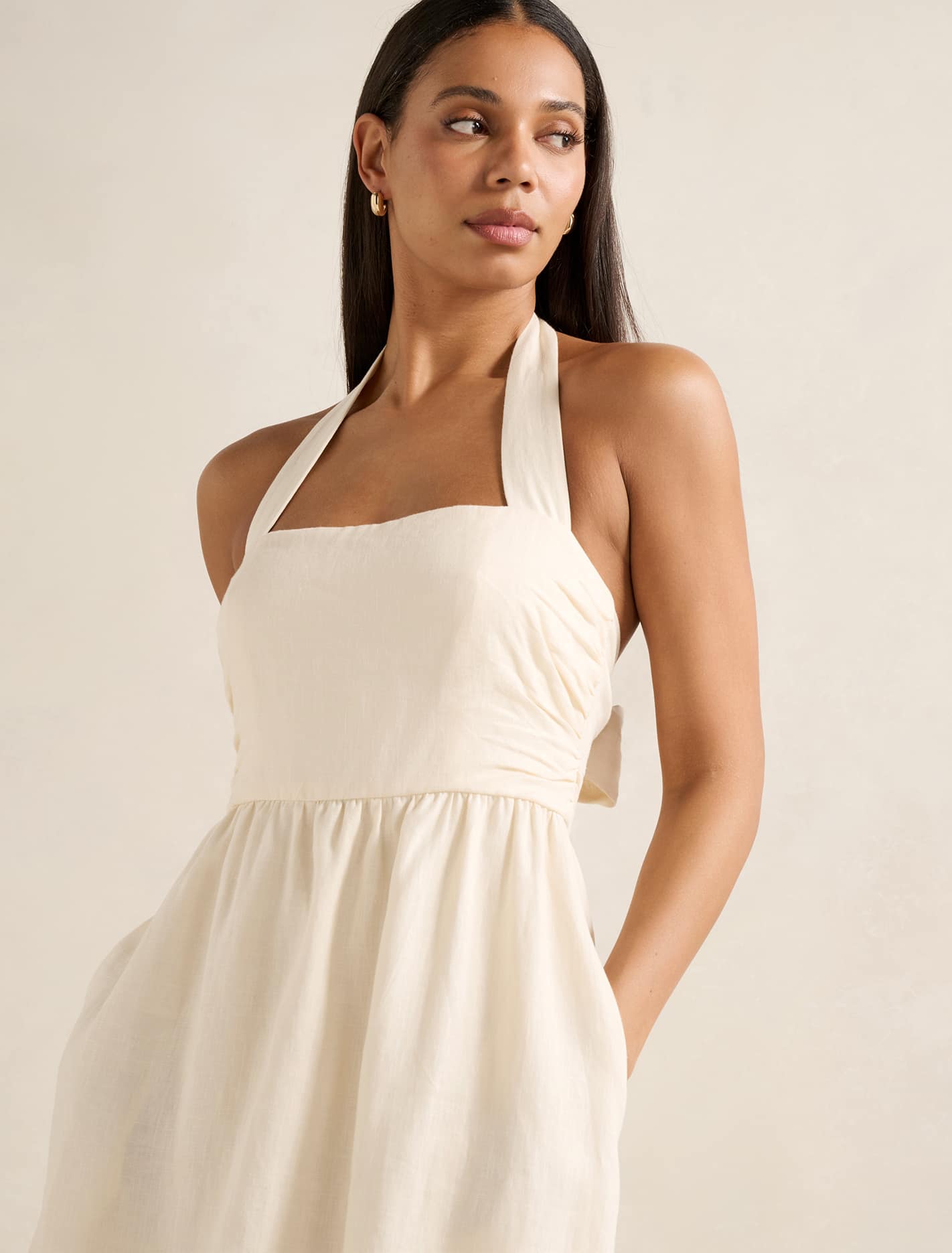 Tilda Halter Linen Midi Dress Forever New