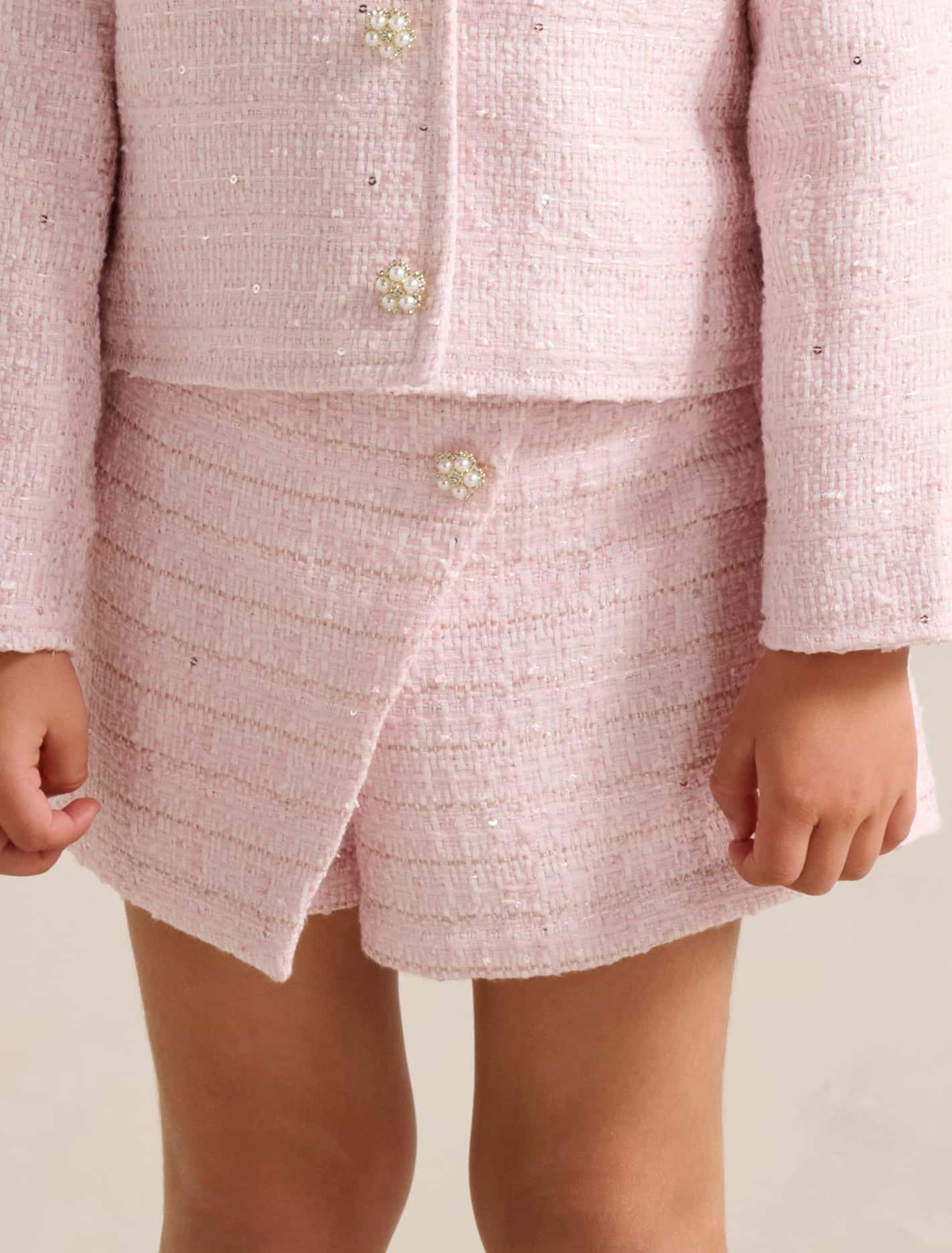 Ellie-Mae Girls Tweed Skort Pink Tweed | Forever New