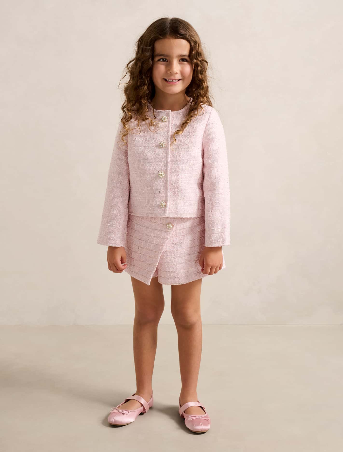 Ellie-Mae Girls Tweed Skort Pink Tweed | Forever New