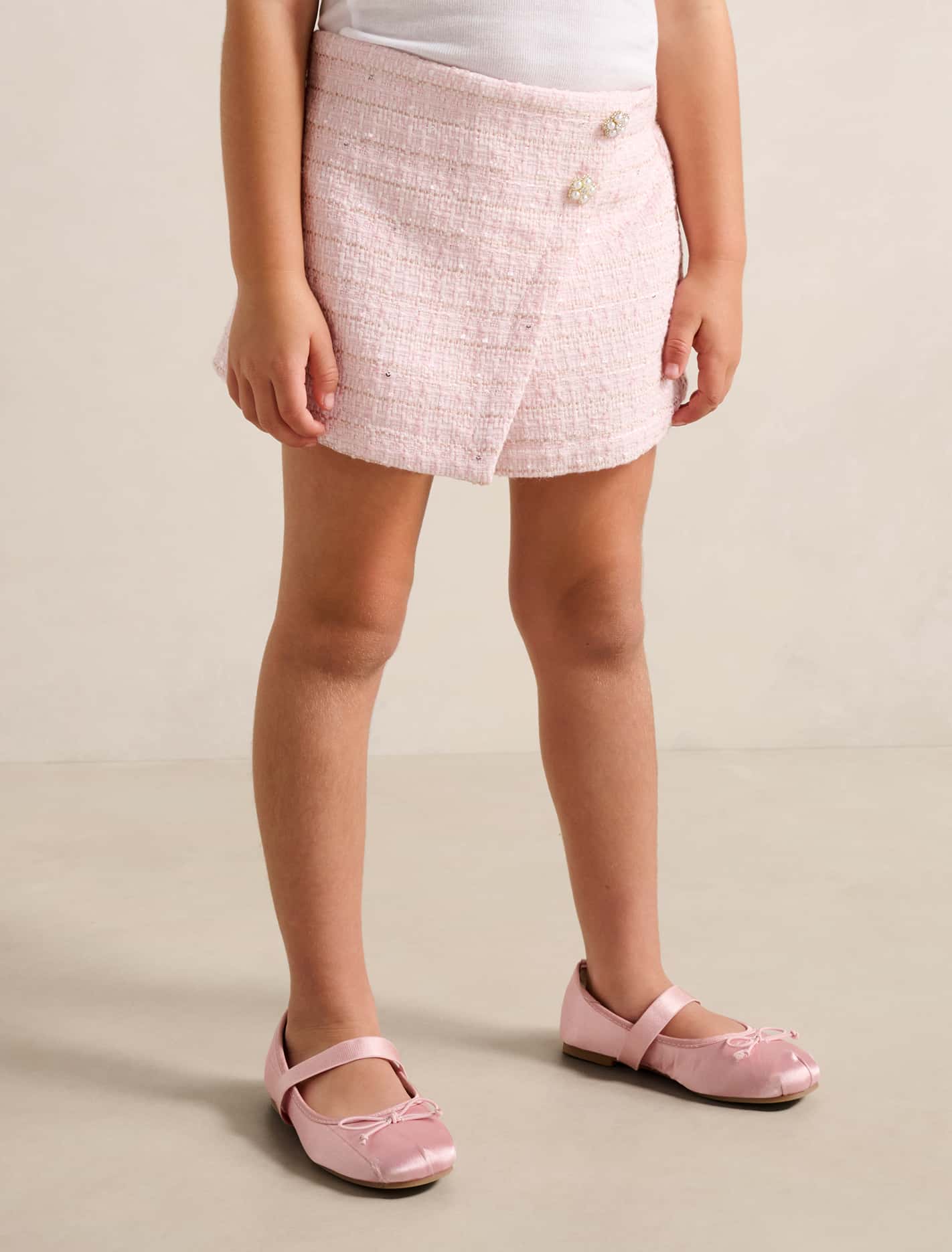 Ellie-Mae Girls Tweed Skort Pink Tweed | Forever New