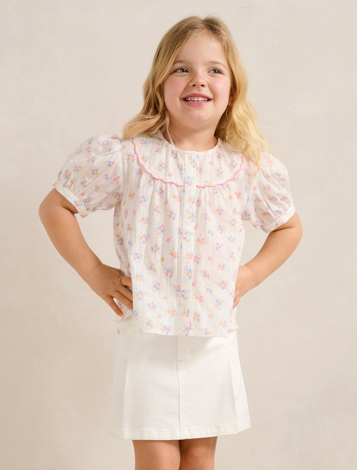 Mary-Kate Girls Print Blouse Diamond Floral Forever New
