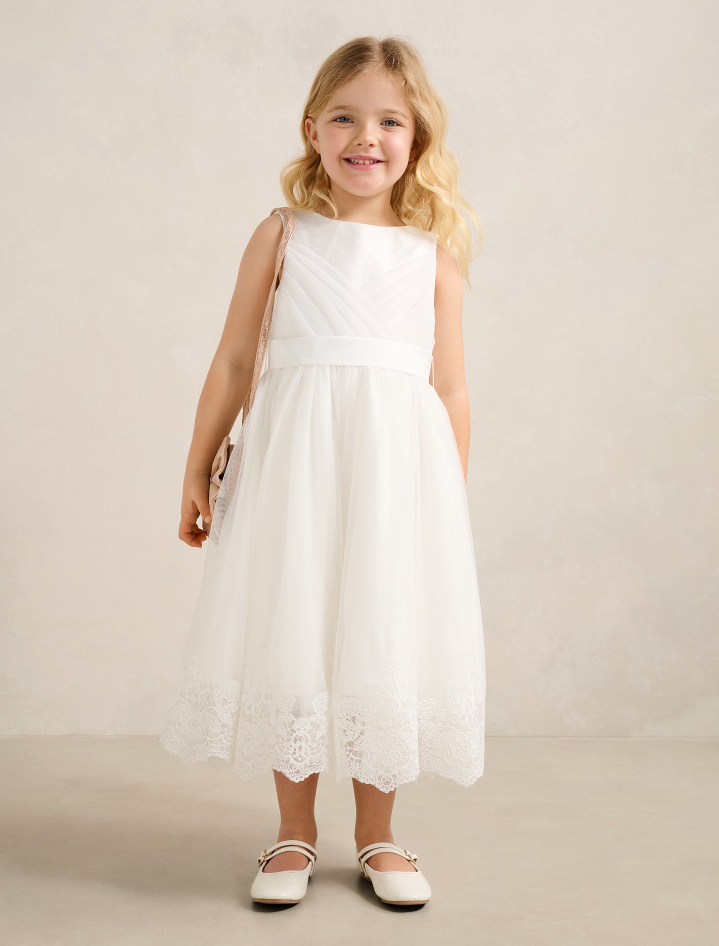Scarletta Girls Lace Trim Dress White Cloud Forever New