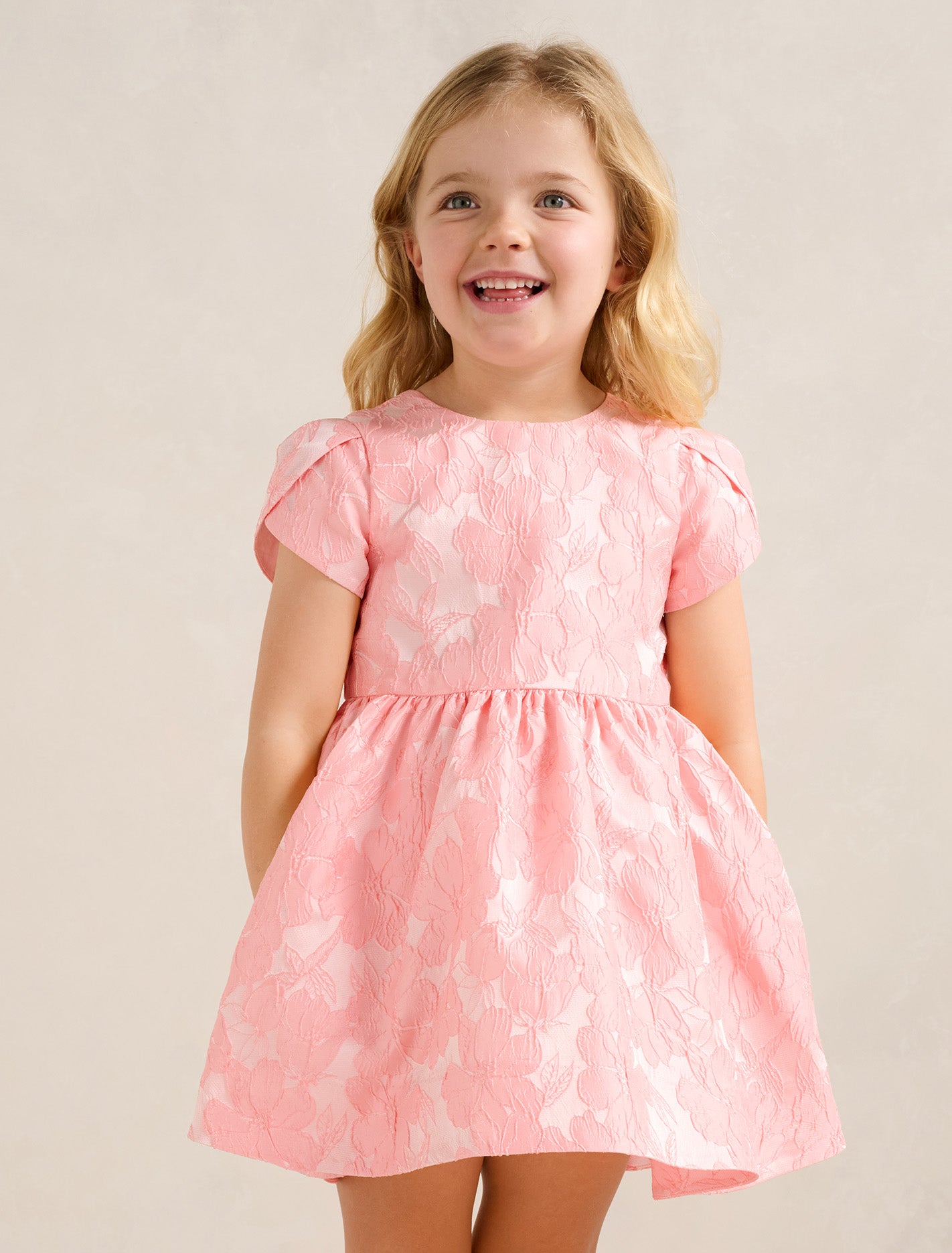 Lowri Girls Tulip Sleeve Dress Dusty Pink Forever New
