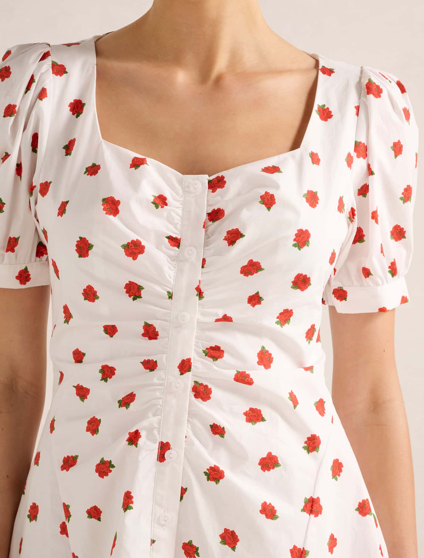 Mallory Gathered Cotton Mini Dress