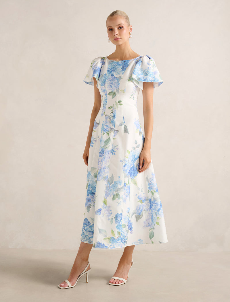 Kaya Printed Flutter Midi Dress Hyton Floral | Forever New