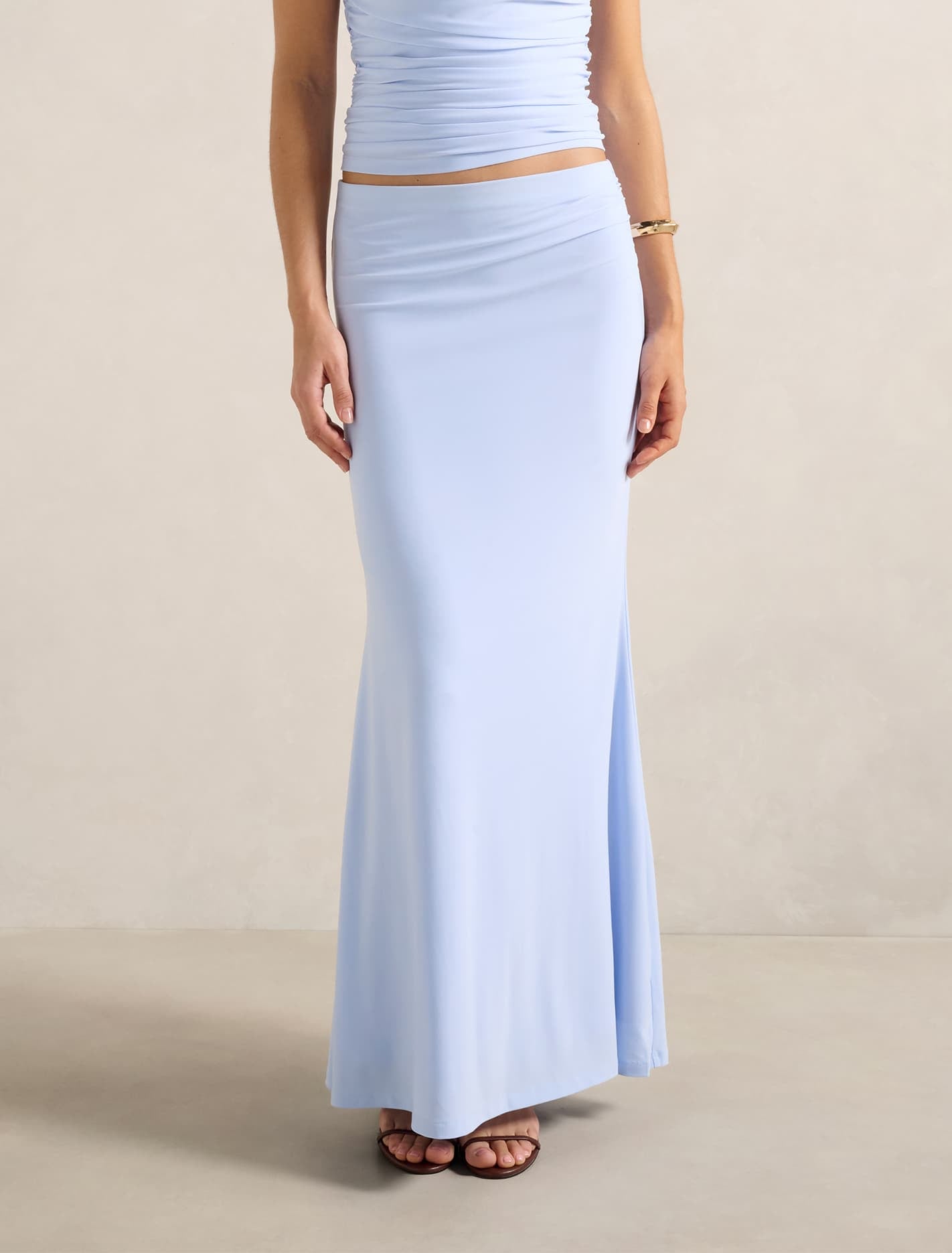 Mimi Flute Maxi Skirt Sky Blue Co-ord Forever New