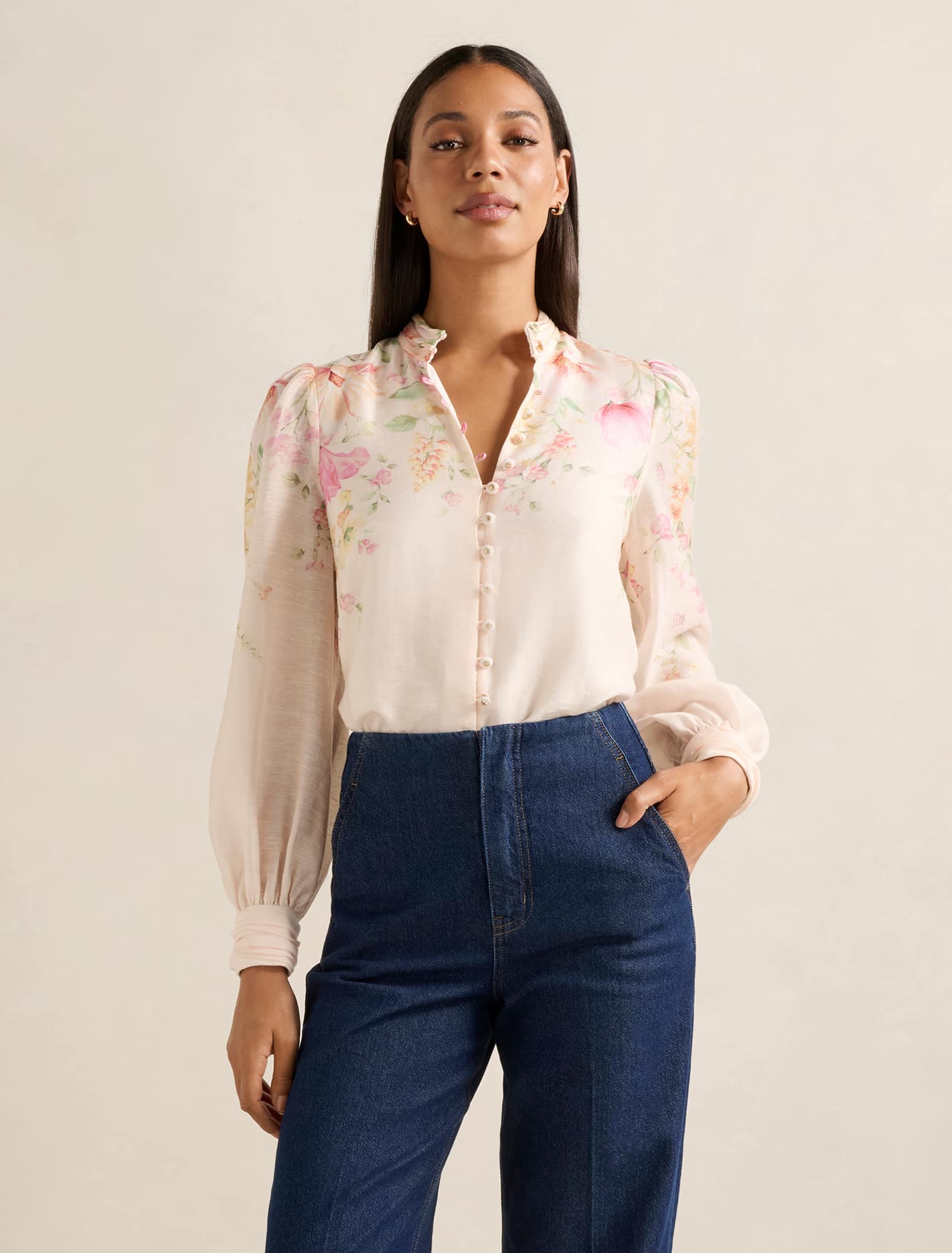 Emilia Printed Blouse Bright Mila Floral Forever New