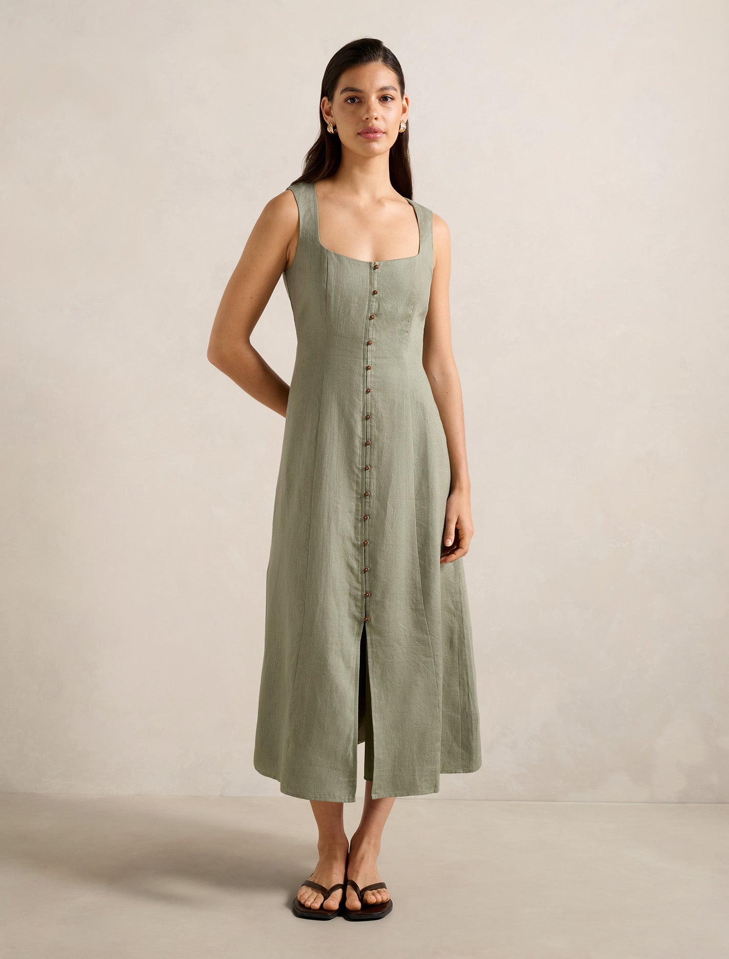 Elina Button Down Midi Dress