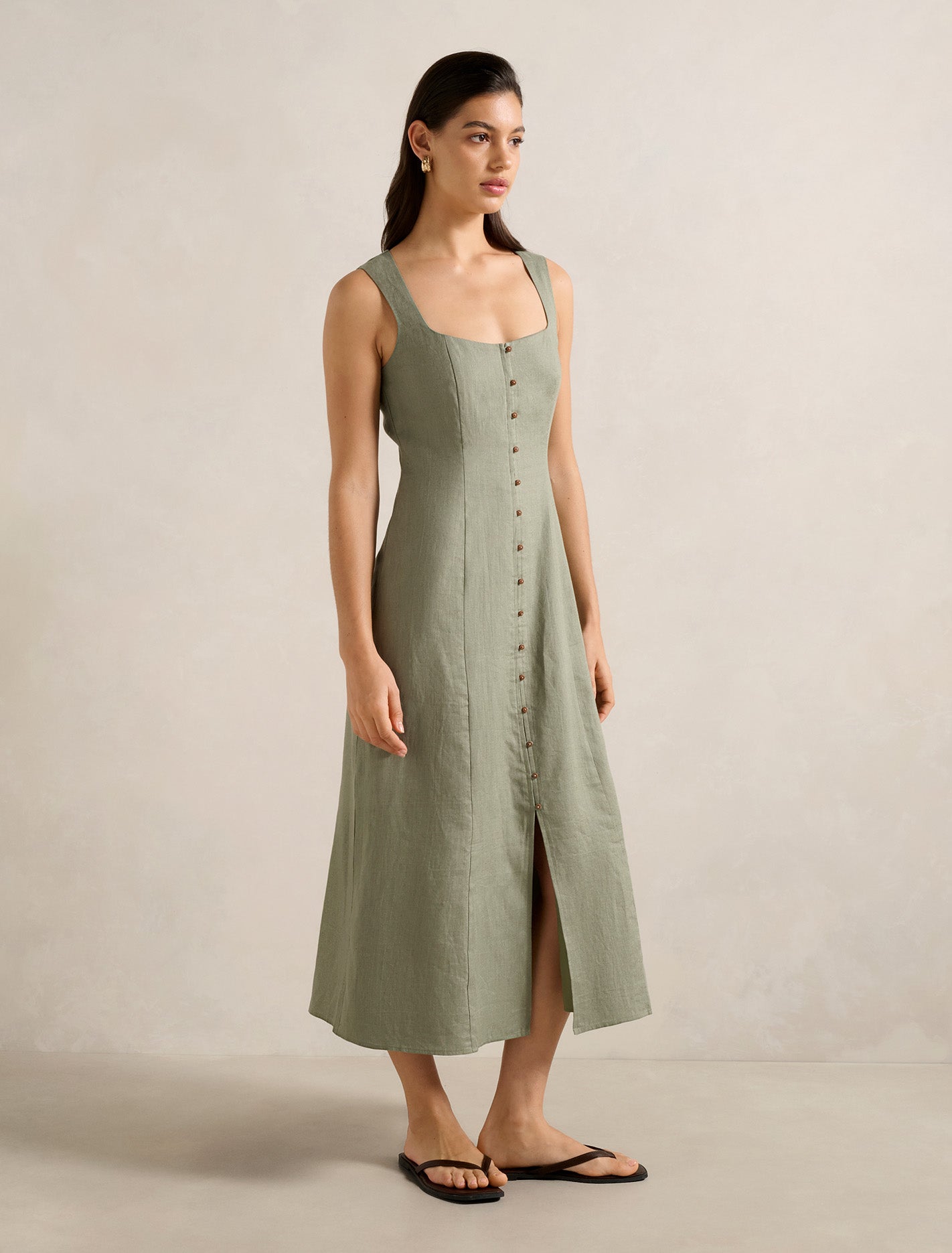 Elina Button Down Midi Dress