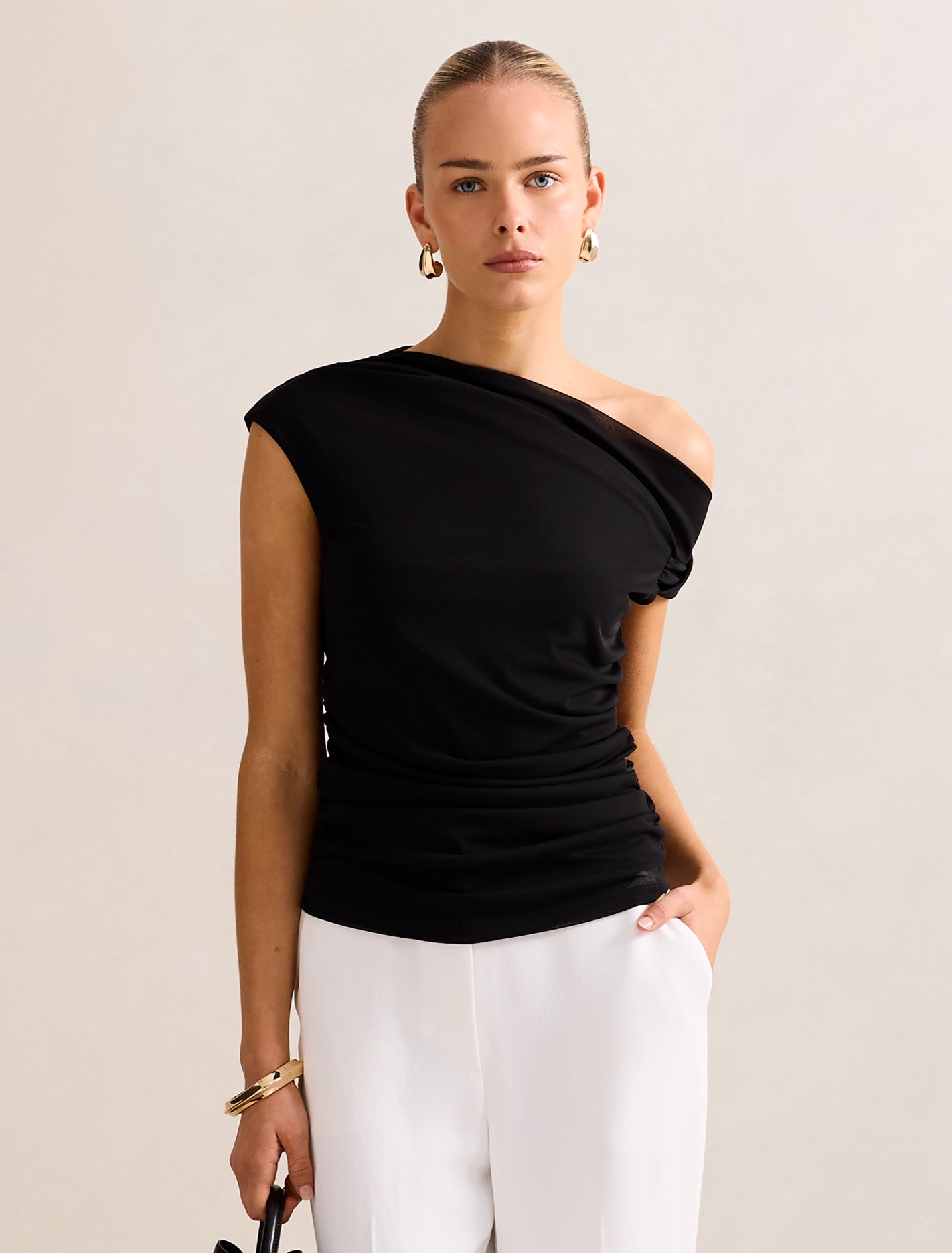 Rylee Tipped Shoulder Mesh Top