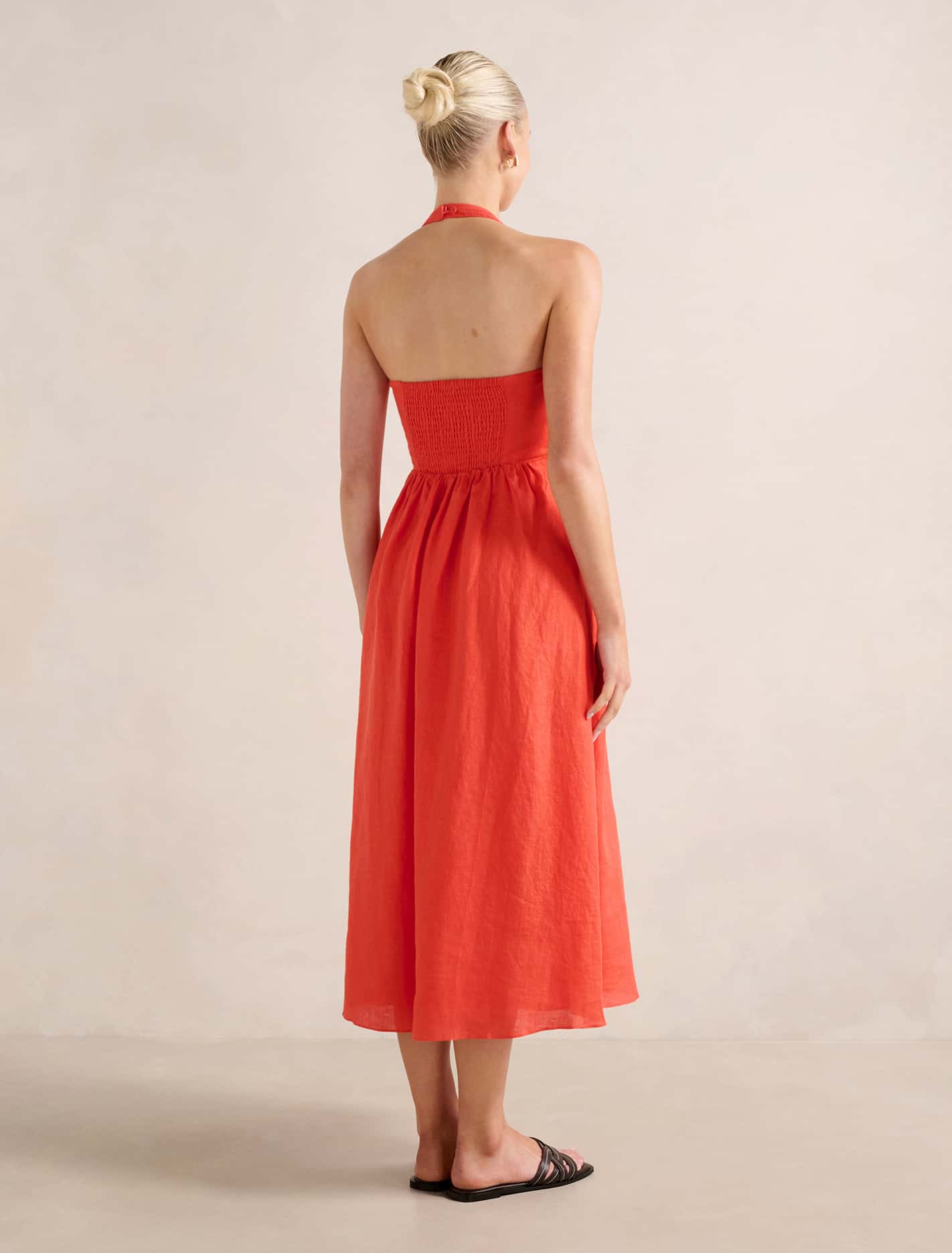 Lilian Wrap Linen Halter Midi Dress Forever New