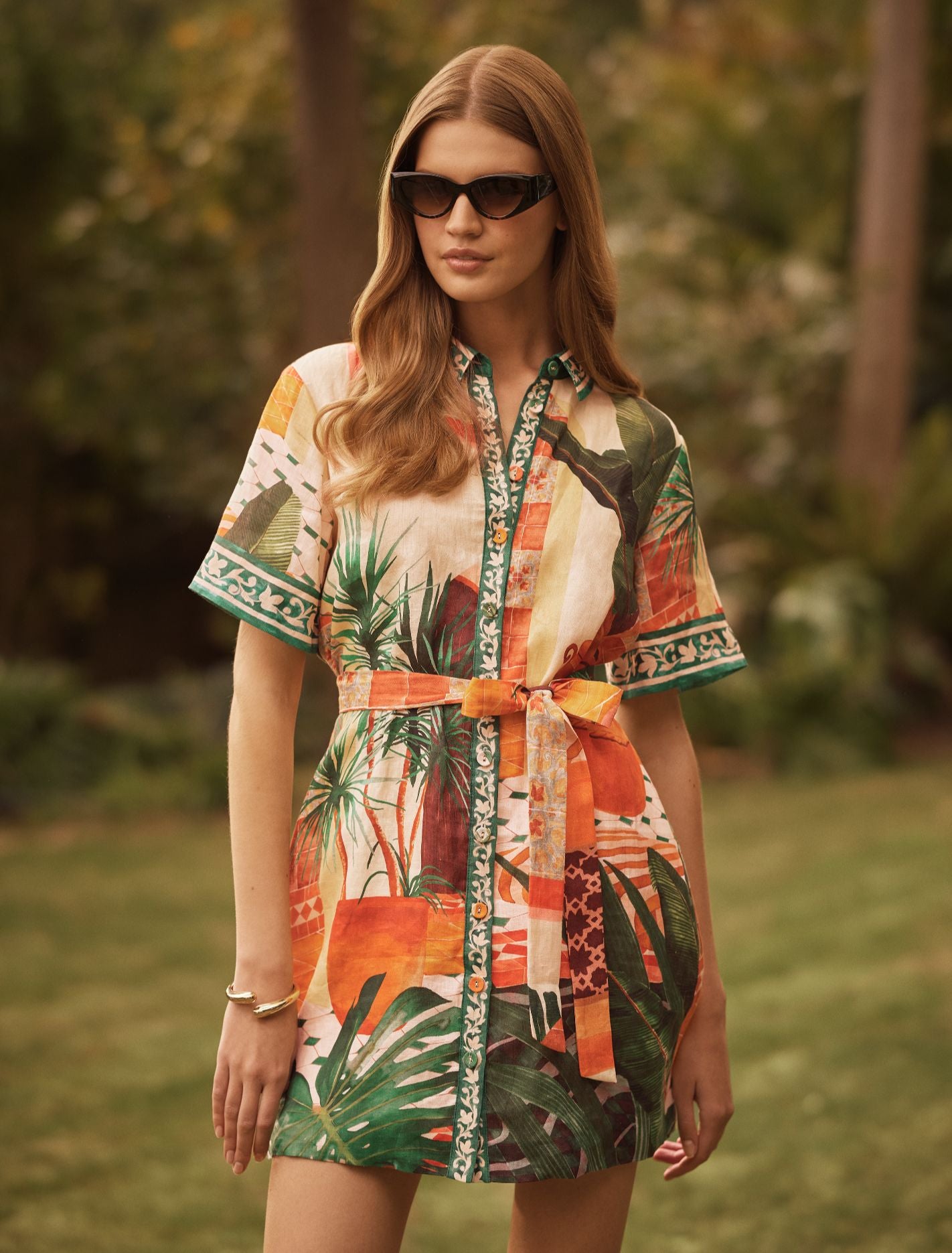 【pedi】SAYO NAGASE SPRING DRESS Sabine Printed Shirt Mini Dress Casablanca | Forever New