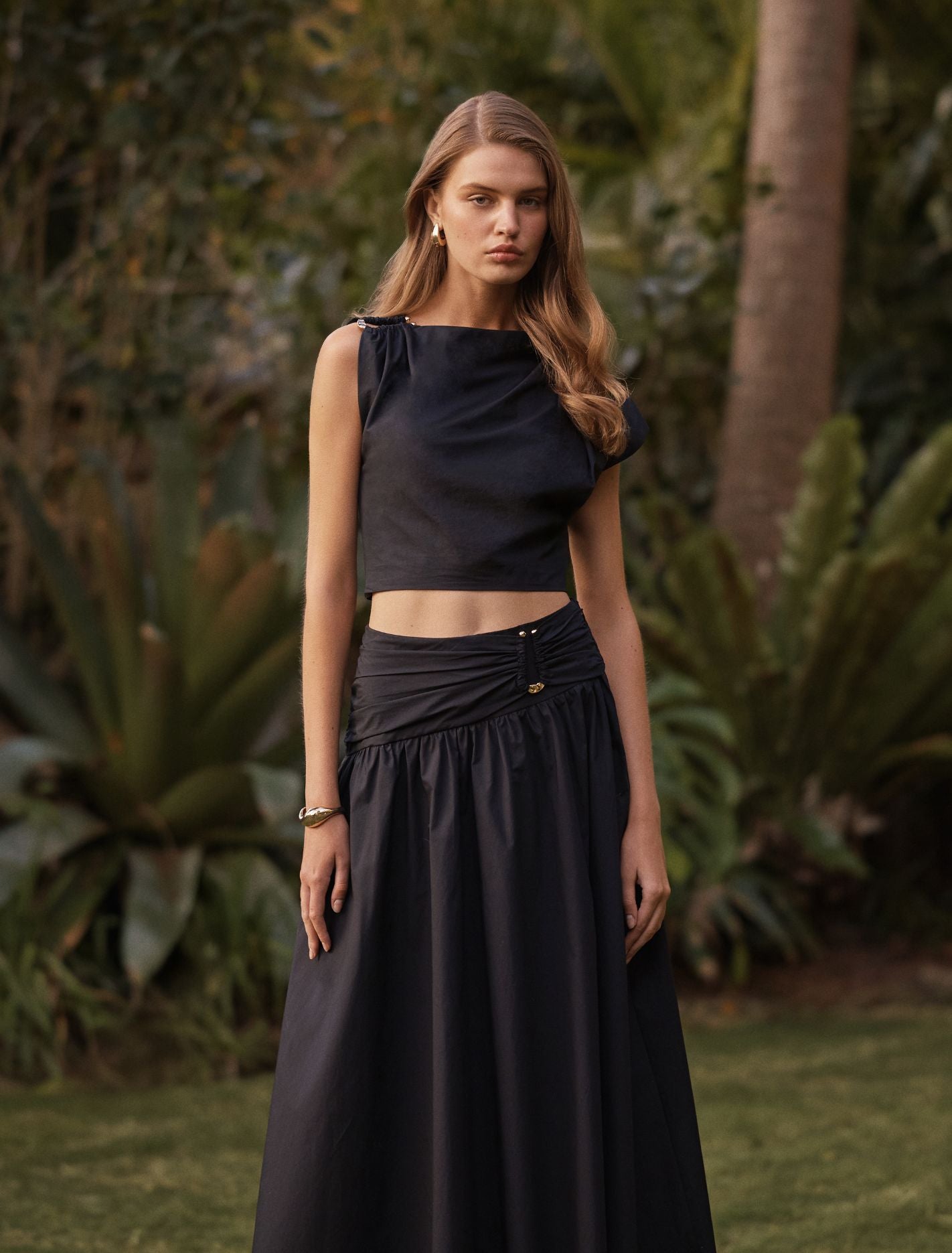 Dottie Draped Hardware Top Black Co-Ord | Forever New