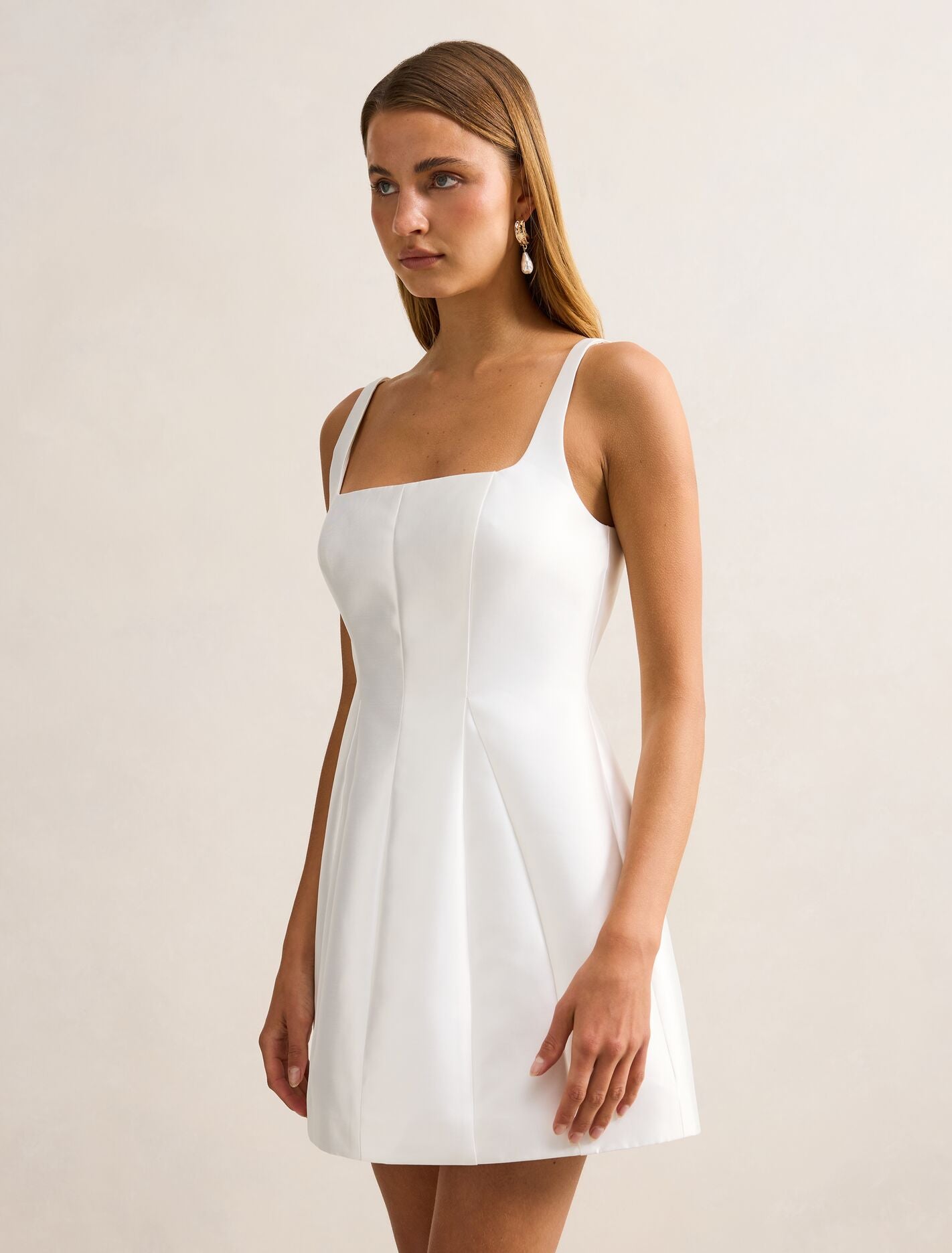 Kaitlyn Structured Satin Mini Dress Forever New