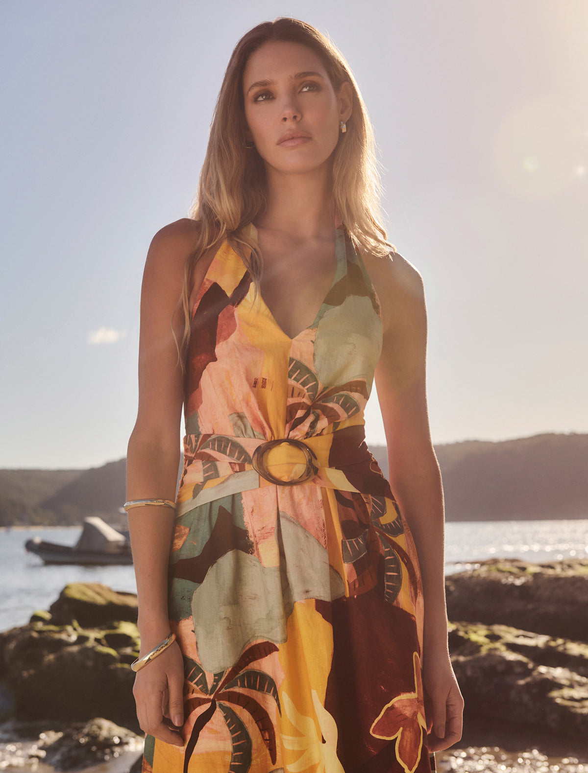 Alessi Halter Linen Midi Dress