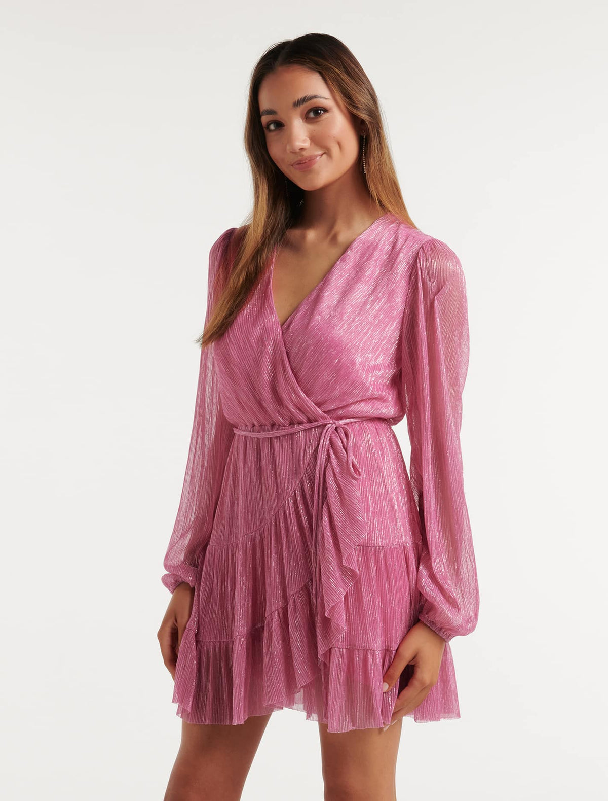 Rose Petite Plisse Skater Dress Forever New