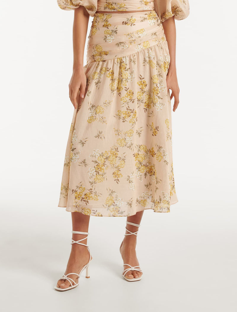 Alicia Asymmetrical Gathered Midi Skirt Forever New