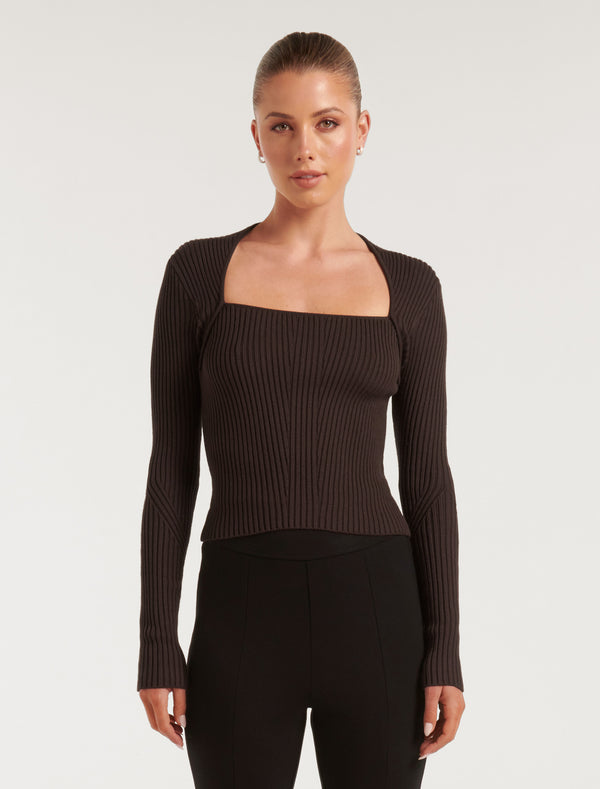 Jasmine Petite Square Neck Knit Top Forever New