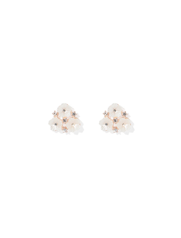 Jasmine Pearlised Triple Flower Stud Earrings Forever New